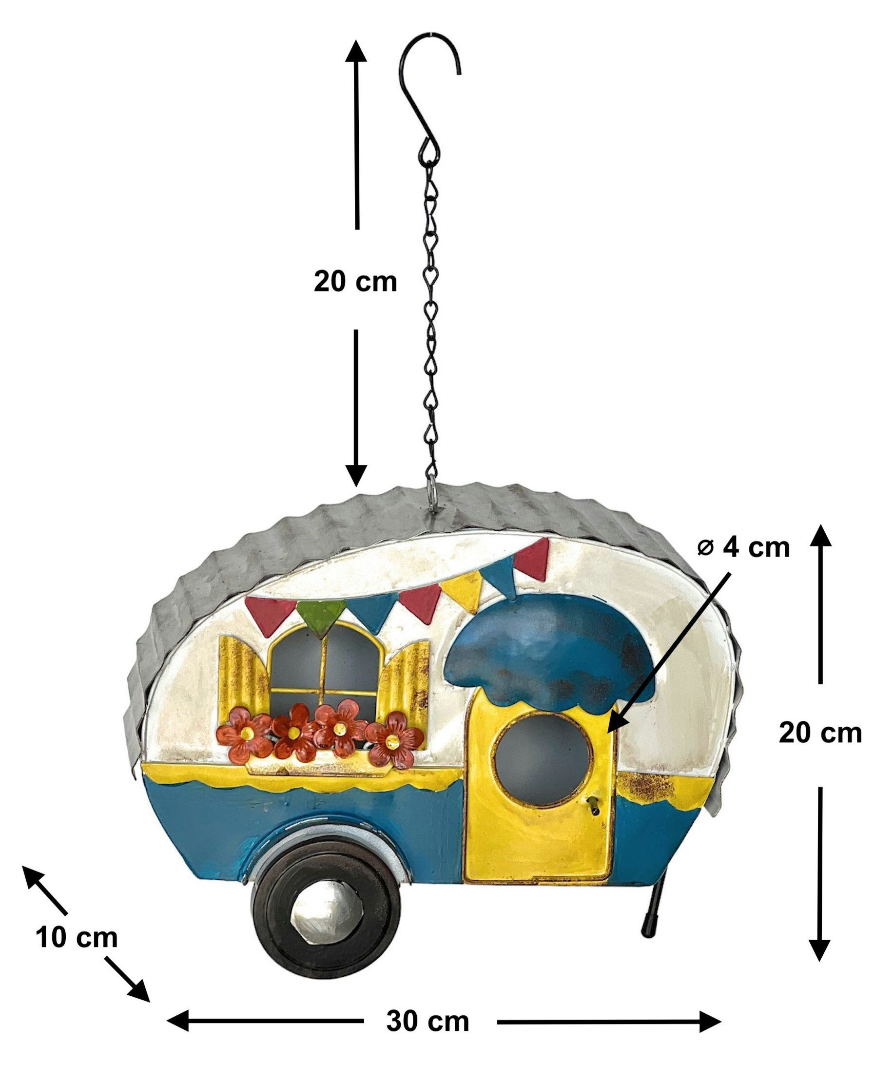 DanDiBo Vogelhaus zum Aufhängen Metall Wohnwagen Wetterfest Futterstation