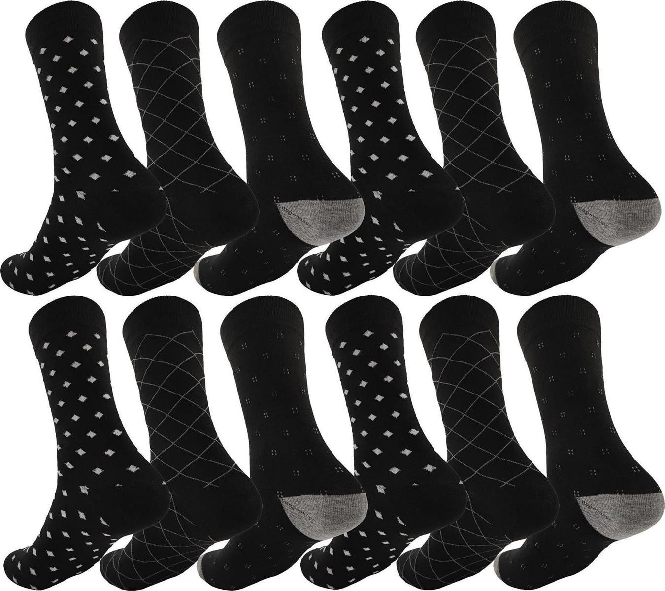 Basicsocken 12 Paar Herren Socken Muster klassischer Form Freizeit Sport