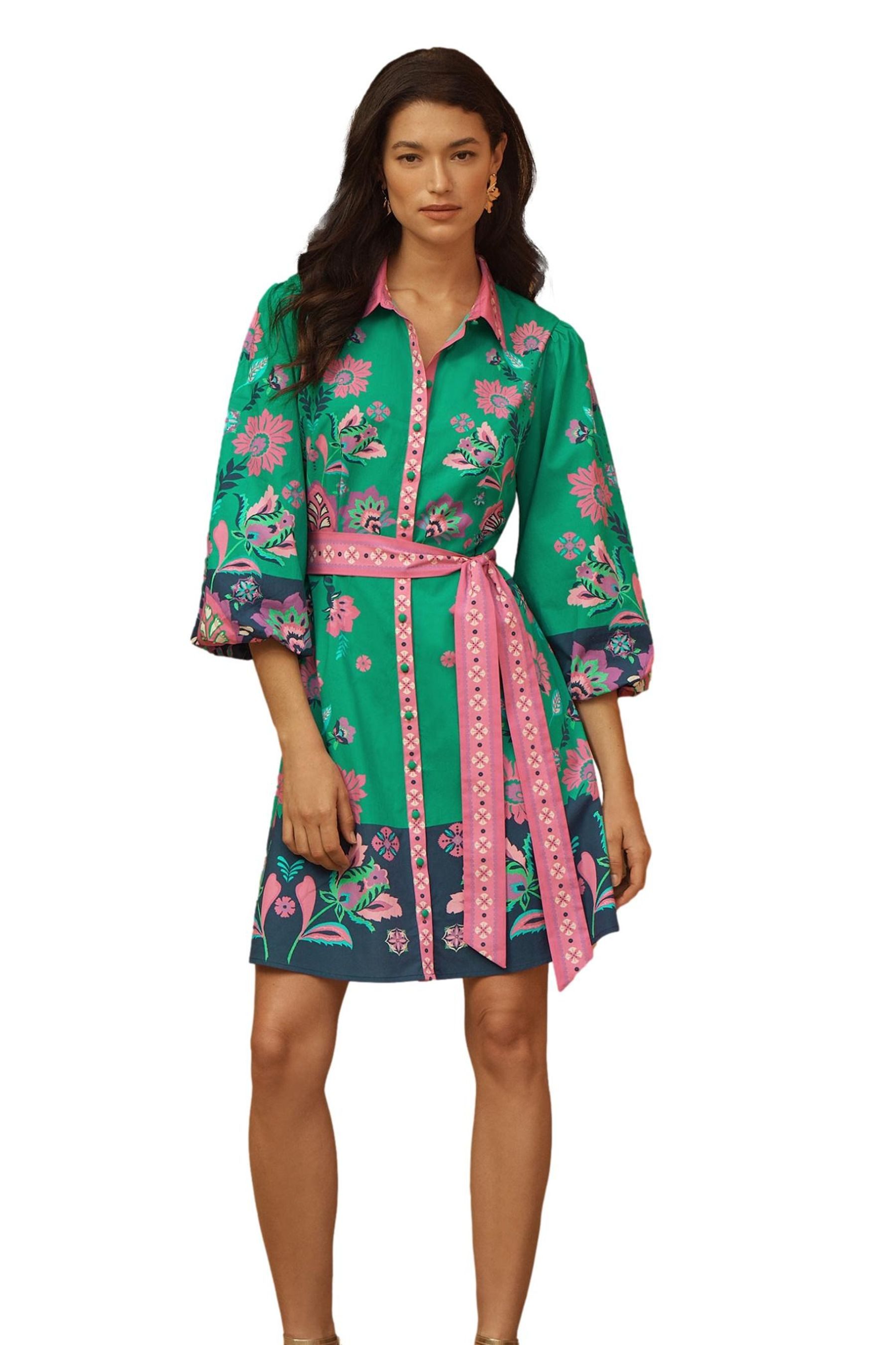 Minikleid Love & Roses Mini-Hemdblusenkkleid aus Popeline
