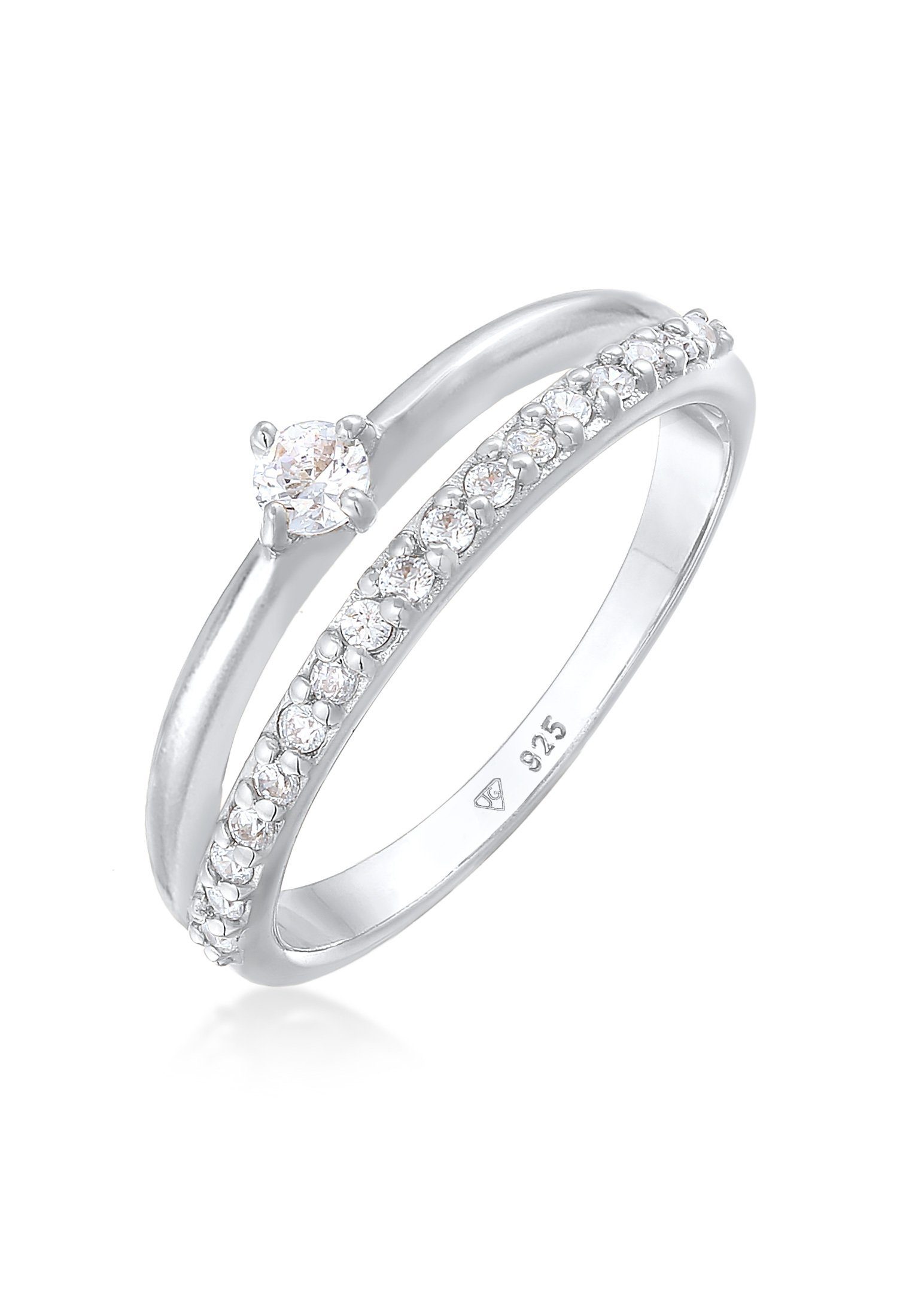 Damenring Edelstahl – Solitär Mit Cubic Zirkonia, AAA, IP Gold / Silber, Verlobung