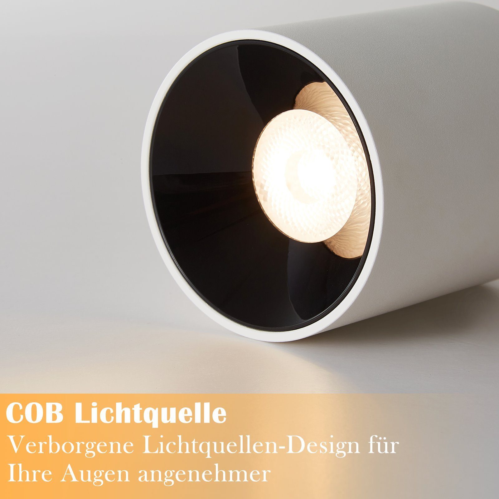 ZMH LED Aufbaustrahler LED Spots Deckenleuchte Aufputz - 7W Deckenspots Warmweiß, LED fest integriert, 3000k