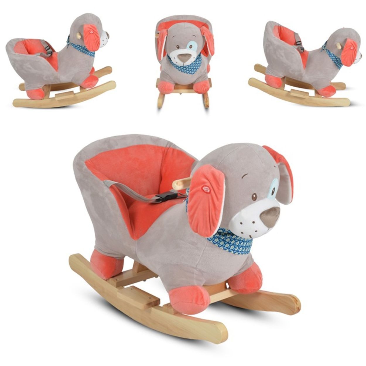 Moni Schaukeltier Das Schaukeltier Ollie Hund Plüsch, Musikfunktion mit Handgriffe ab 12 Monaten