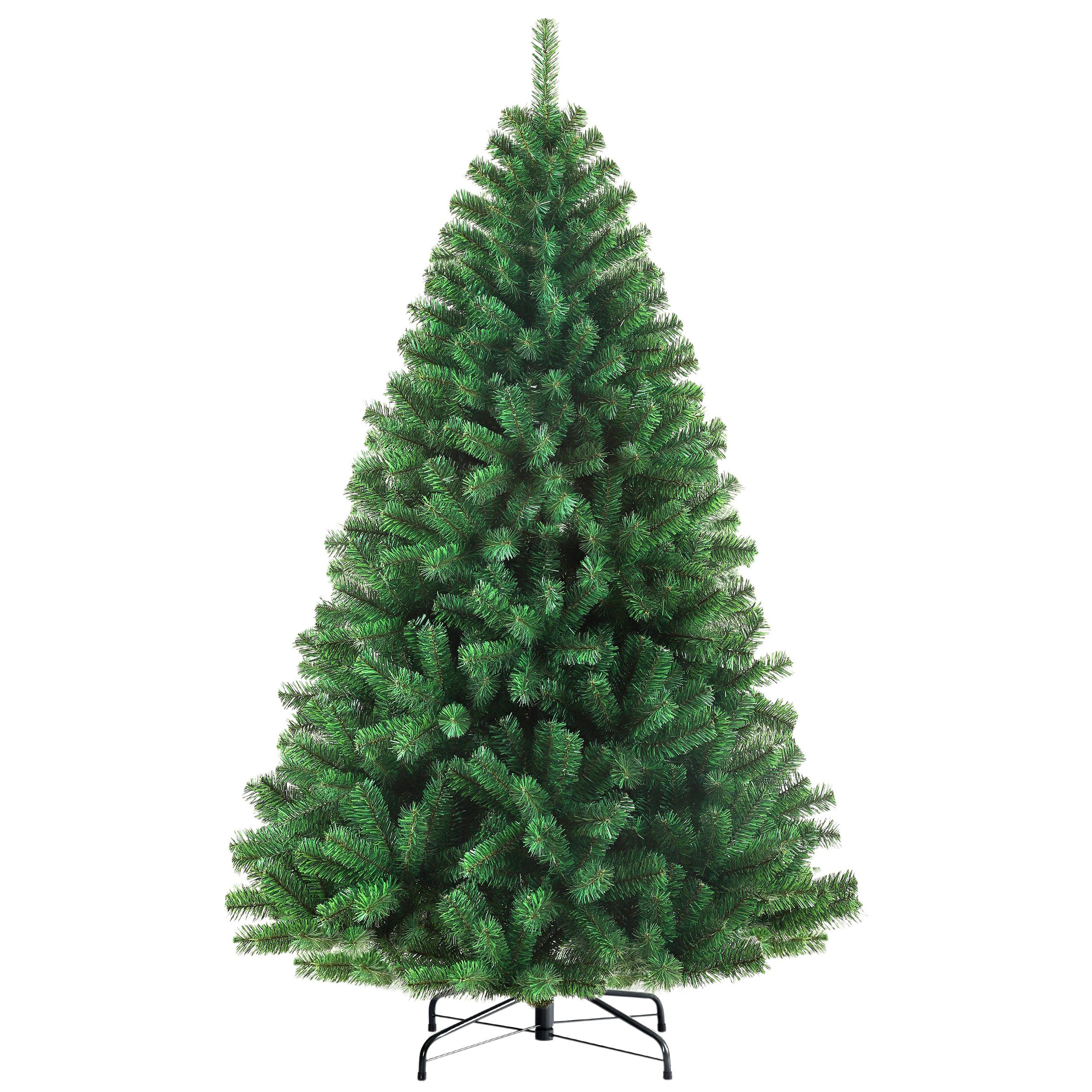 Sinaopus Künstlicher Weihnachtsbaum 150 cm Klassische Tannenform, PVC, warmgelbe LEDs, 8 Lichtmodi, Klassische Tannenform, dichte PVC-Zweige, warmgelbe Beleuchtung, 8 Lichtmodi, integrierte LEDs, formbare Zweige, Metallständer