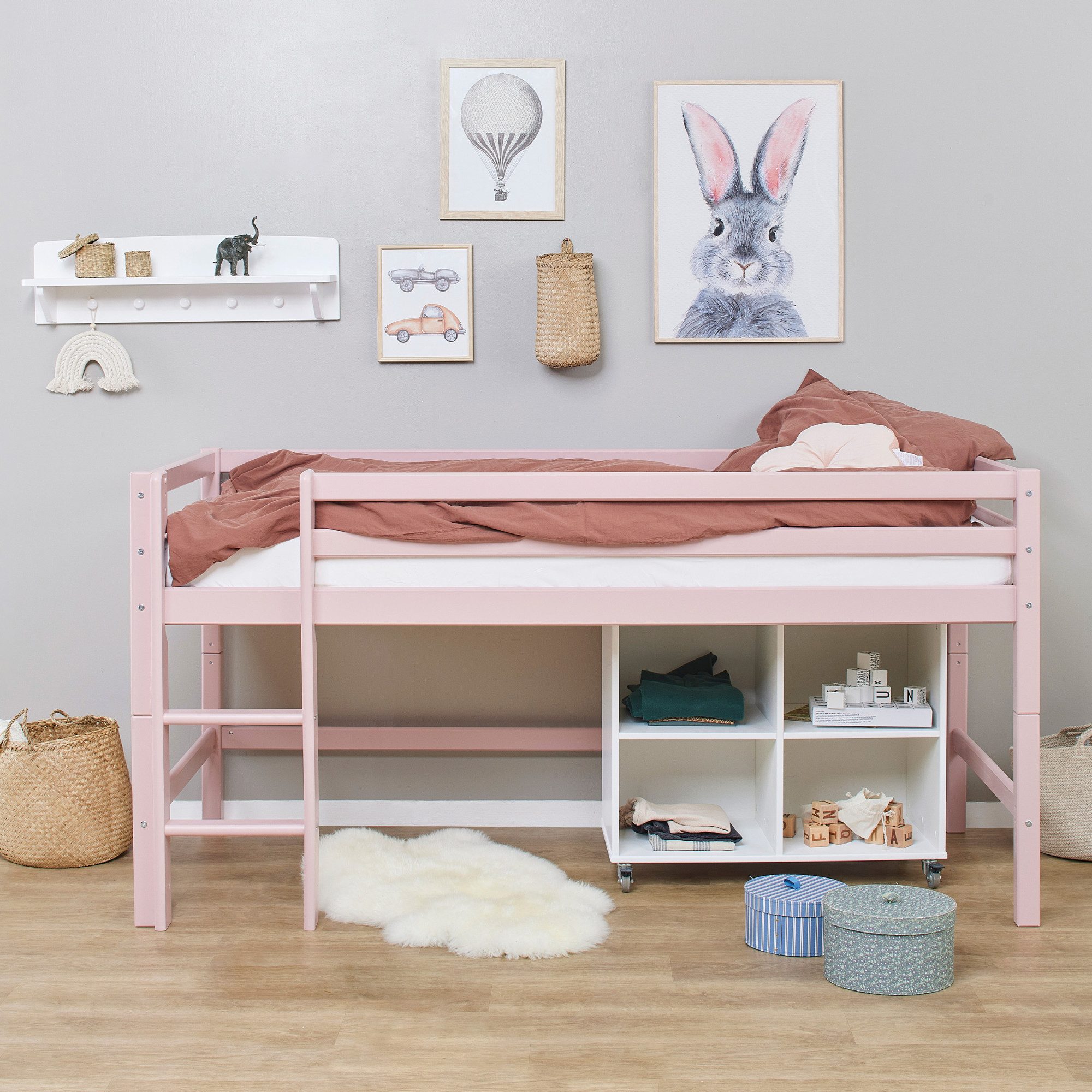 Hoppekids Hochbett ECO Dream MY COLOR (Set, Bett) 90x200, umbaubar in Einzelbett, 4 Farben