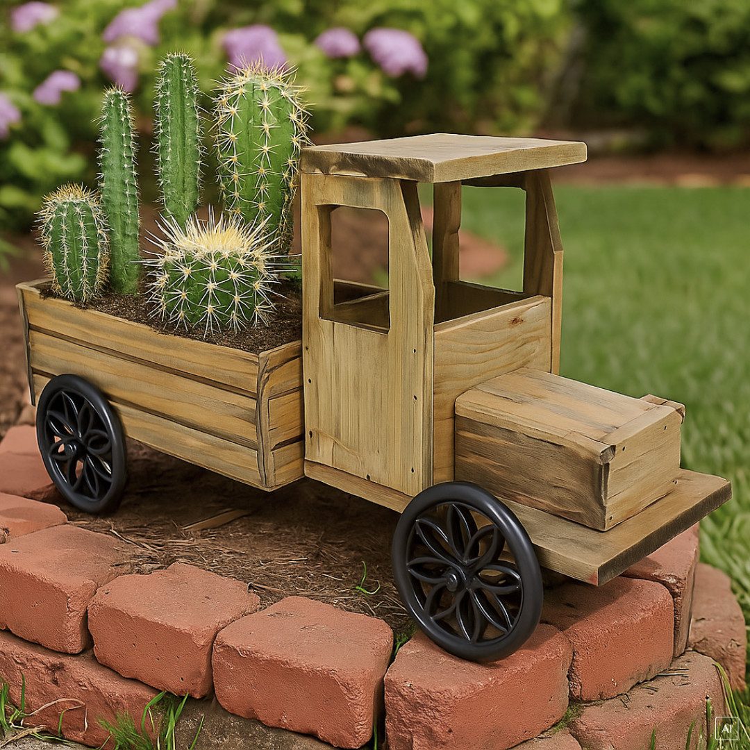 abc HOME Gartenfigur Pflanzständer LkW, Holz