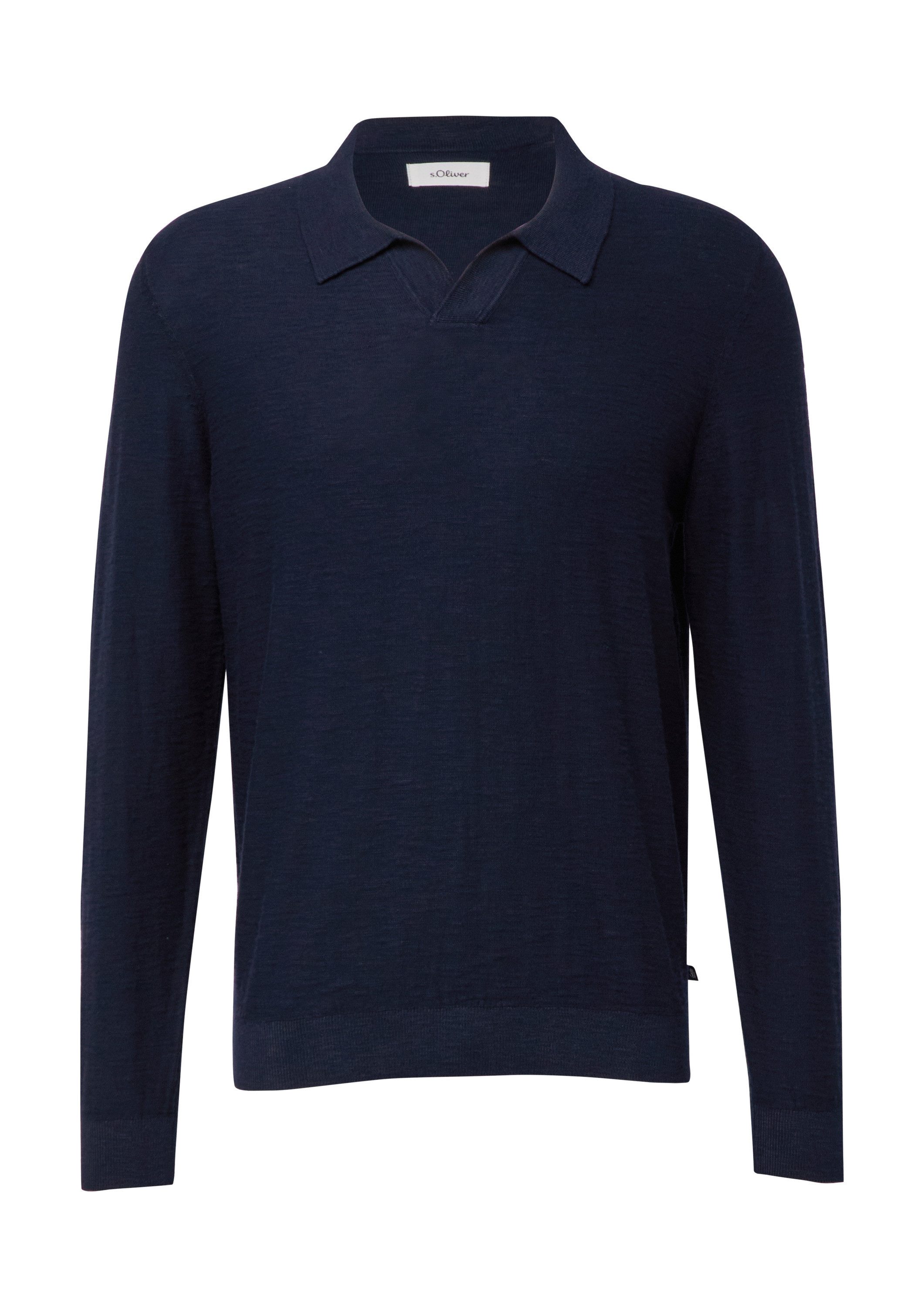 s.Oliver Longpullover Strickpullover Baumwoll-Strickpolo mit Flammgarnstruk günstig online kaufen