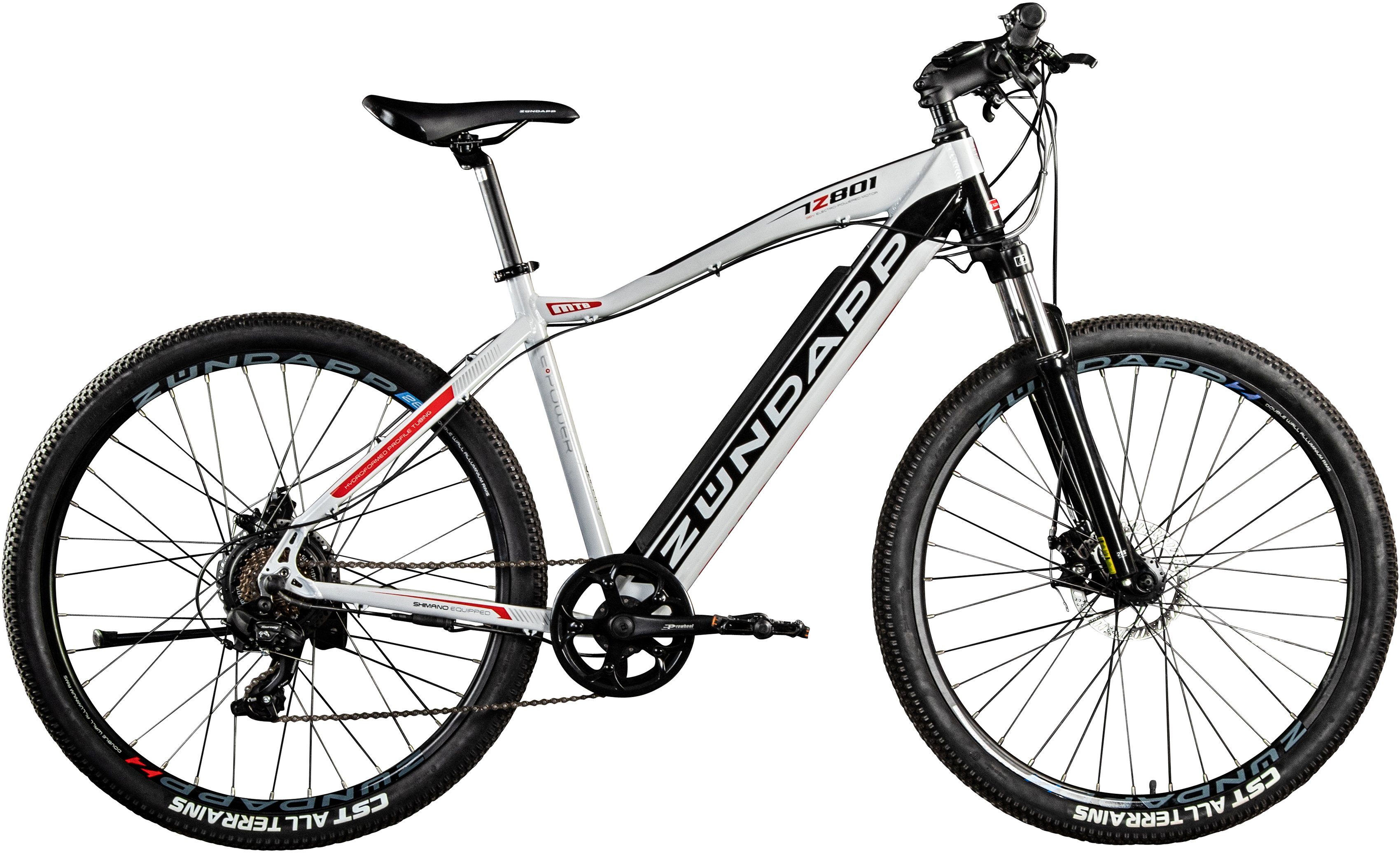 Zündapp E-Bike Z801, 21 Gang Shimano Tourney RD-TY300 Schaltwerk, Kettenschaltung, Heckmotor, 418 Wh Akku, Pedelec, Elektrofahrrad für Damen u. Herren, MTB, Mountainbike