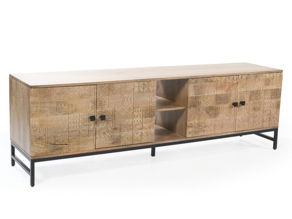 WOLF MÖBEL Sideboard (175 x 40 x 55), CARVING Lowboard mit 4 Türen