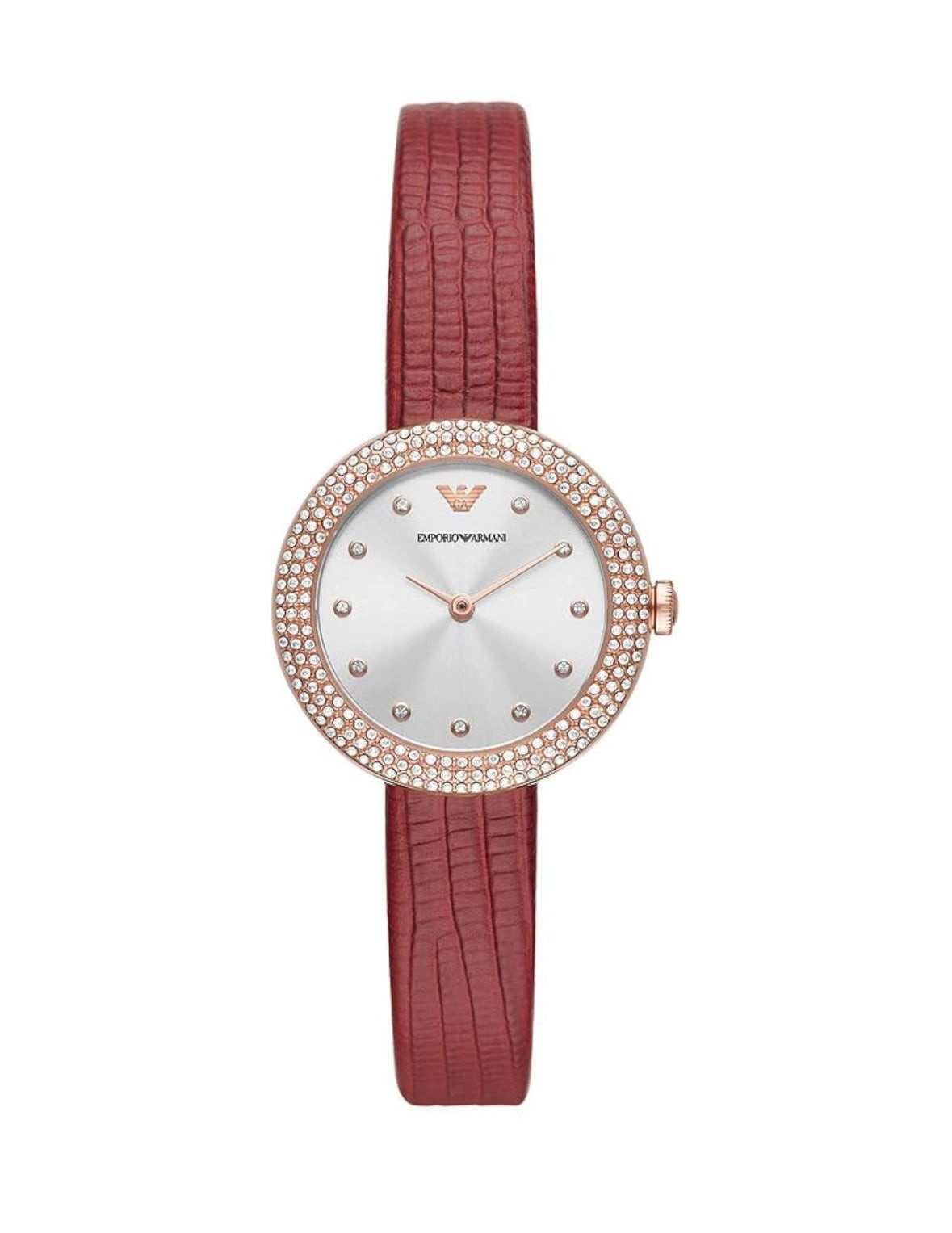Quarzuhr Emporio Armani Damen Uhr Ar11438 Rot Leder
