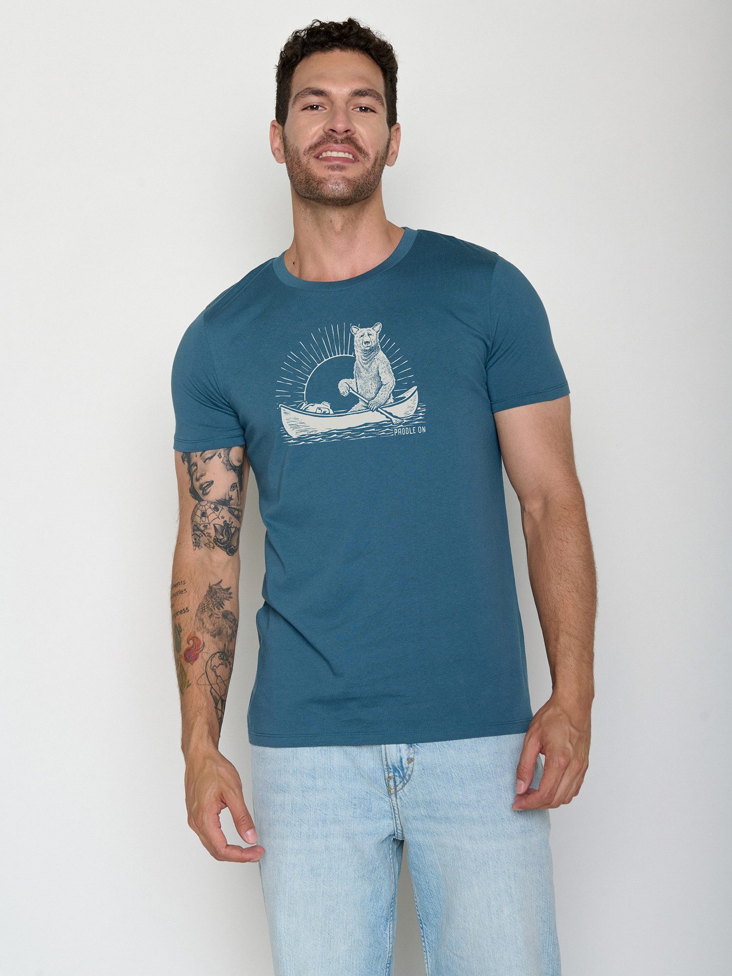 GreenBomb T-Shirt Guide Bear Canoe (1-tlg., 1) klassischer Schnitt, tailliert, Rundhalsausschnitt, Bio-Baumwolle