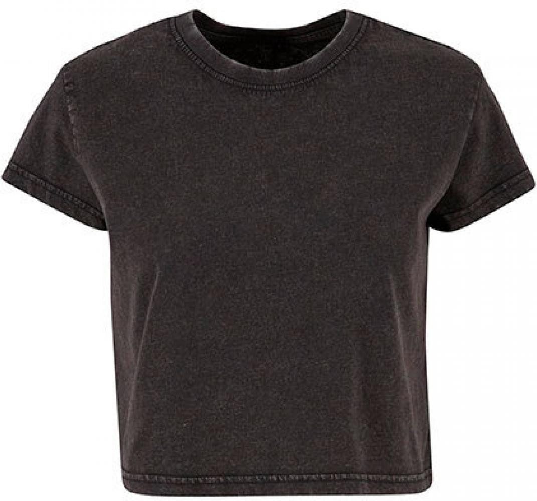 Build Your Brand Rundhalsshirt Ladies Vintage Cropped Tee Damen T-Shirt kurz