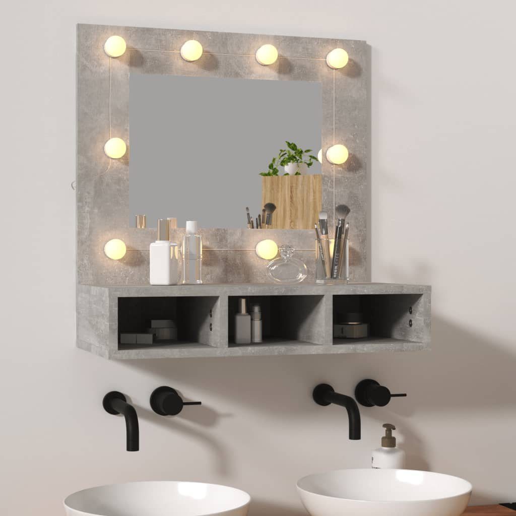 vidaXL Badezimmerspiegelschrank Spiegelschrank mit LED Betongrau 60x31,5x62 cm (1-St)
