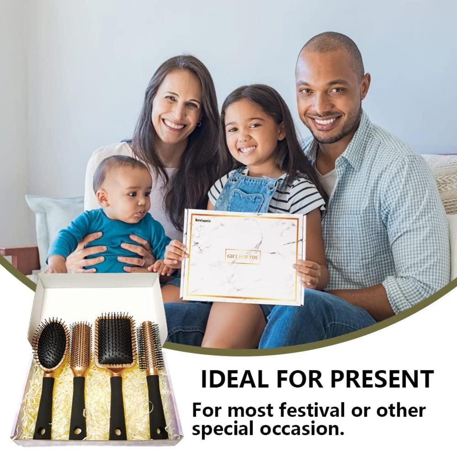 LuxusKollektion Haarbürsten-Set 4-teiliges Professionelles Haarbürsten-Set Gold Flexibel für Männer