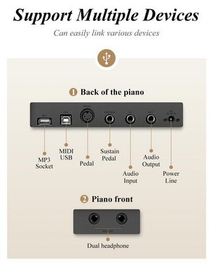 Eastar Home-Keyboard E-Piano 88 Schlüssel in voller Größe Home Digital Piano EP-120 (Sustain-Pedal, Gebrauchsanweisung, Plastik), ideal fur Piano-Einsteiger,gewichtete Tasten,Ständer