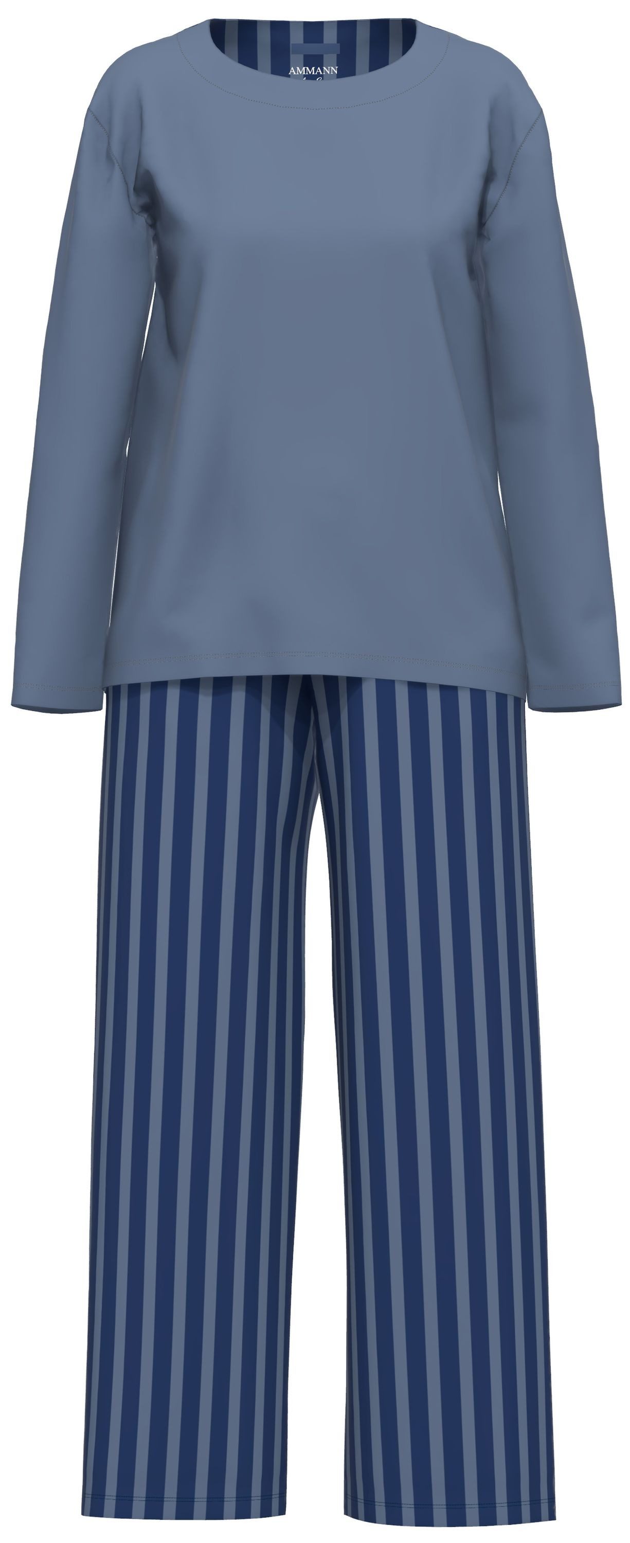 Ammann Schlafanzug Soft Nature (Set, 2 tlg., 2-teilig) Damen Pyjama lang Langarm Bio Baumwolle leger