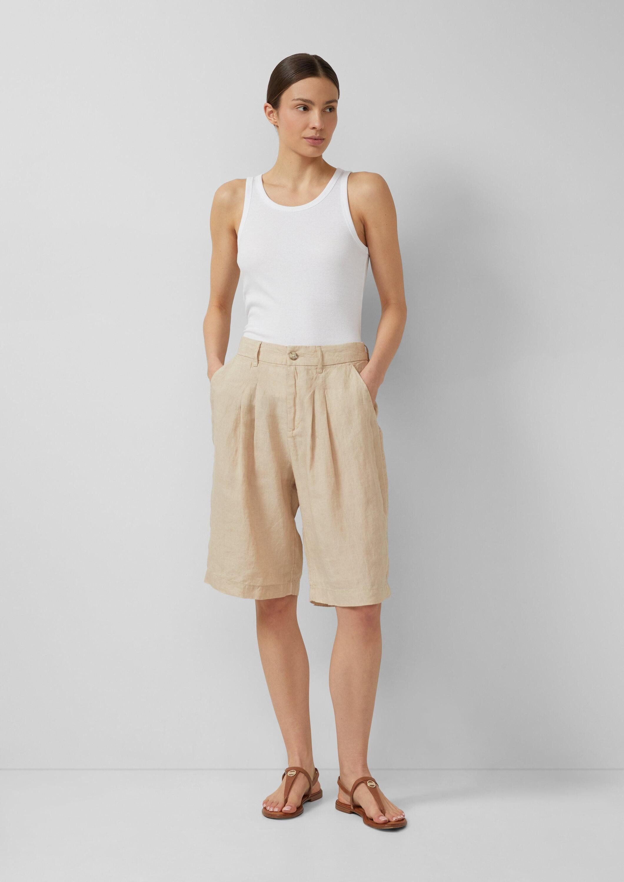 s.Oliver Shorts Hose Bermuda aus Leinen mit Bundfalten