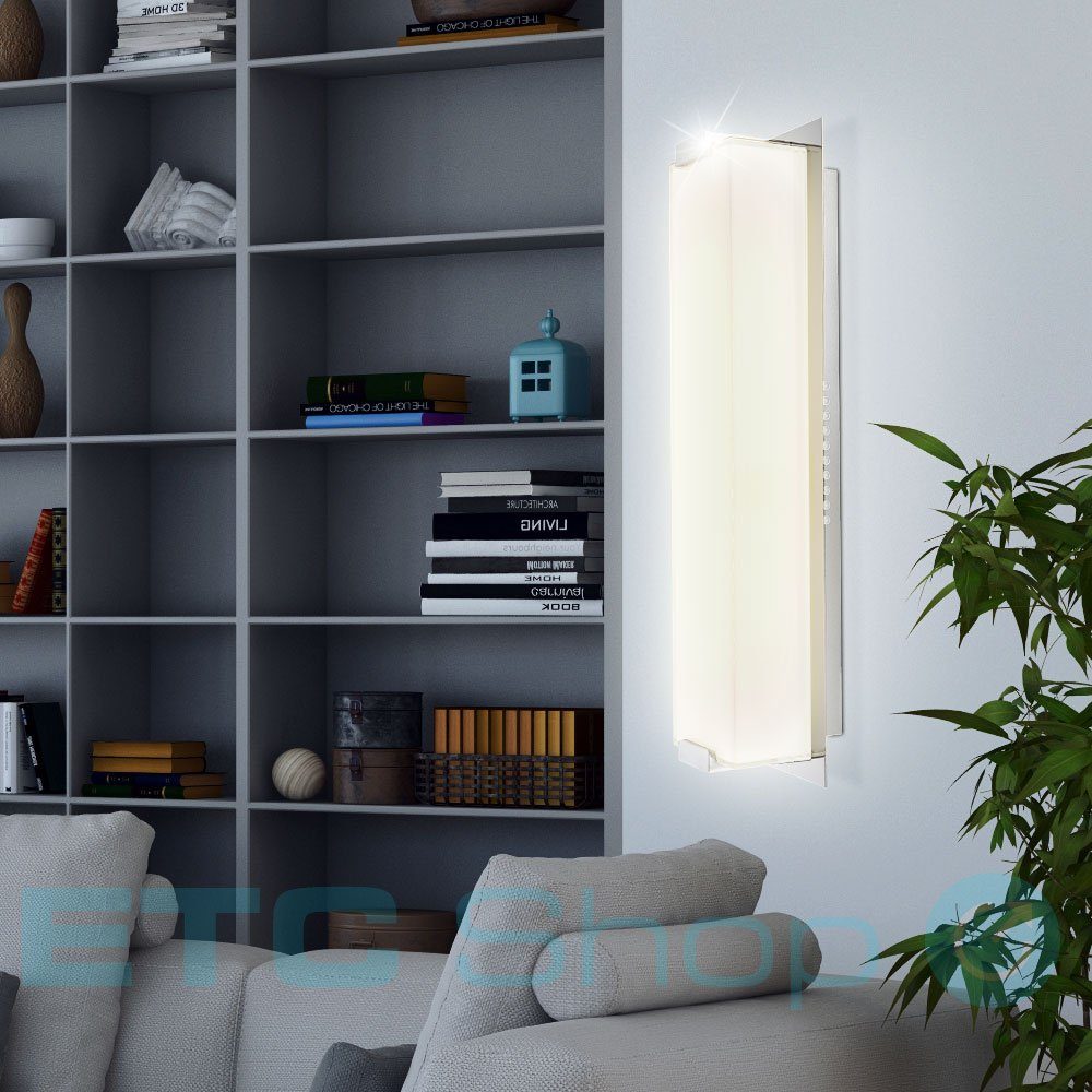 etc-shop cm LED-Leuchtmittel Chrom fest Schlafzimmer Glas LED Wandleuchte 43 Wohnzimmer verbaut, Wandleuchte, Warmweiß, LED Wandlampe