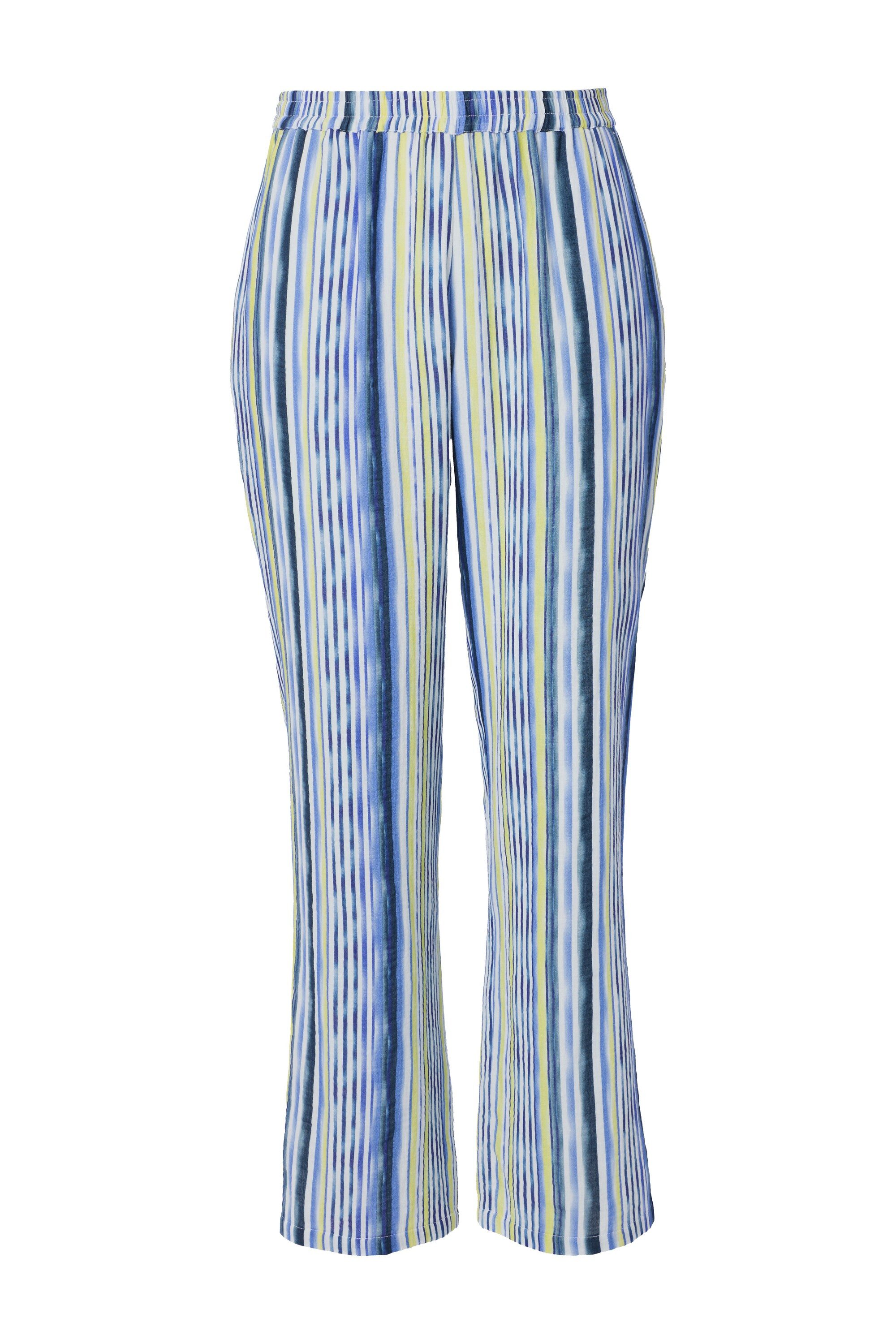 Ulla Popken Funktionshose Musselin-Hose Rose Streifen weites Bein