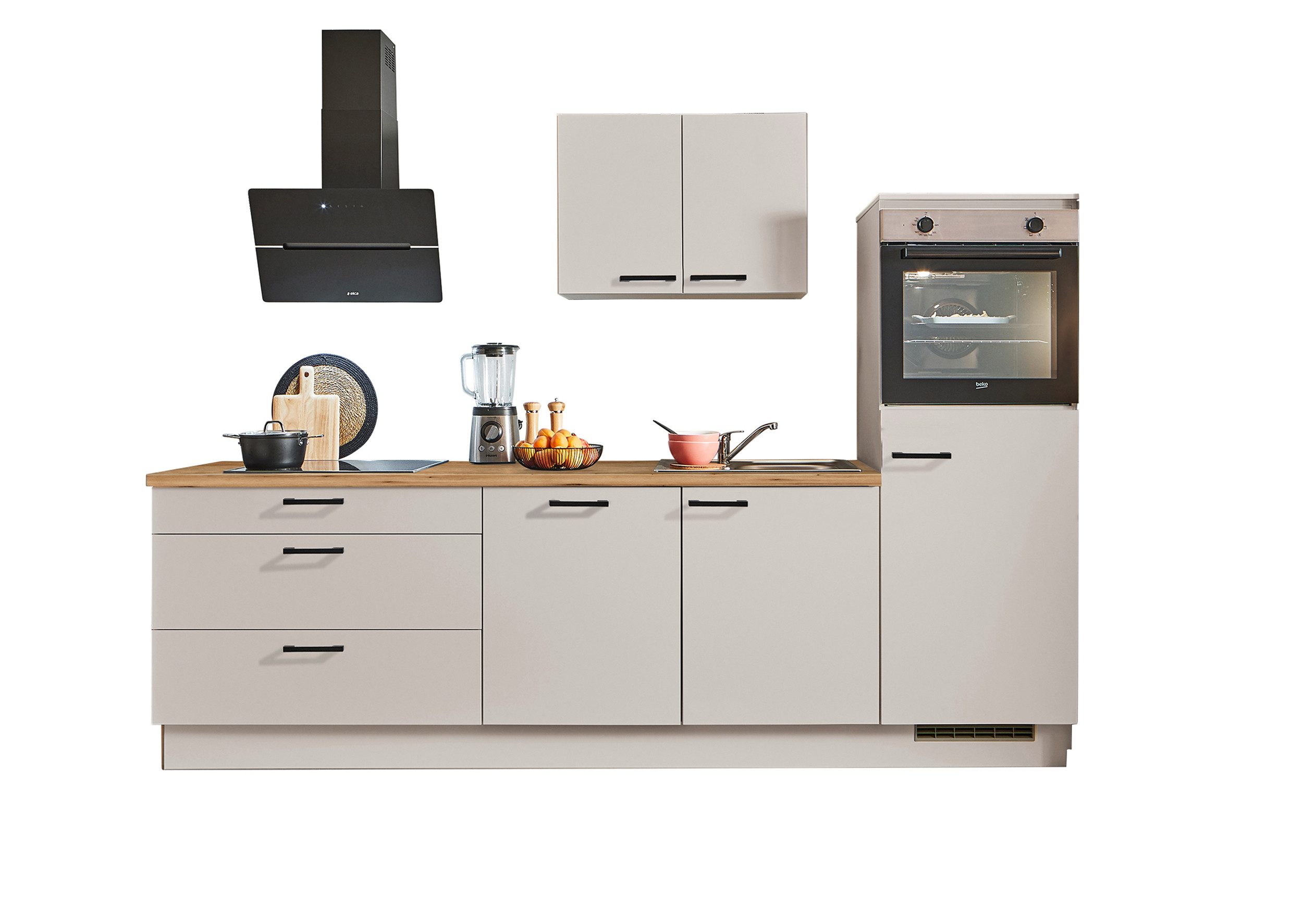 pino Küchenzeile Helsinki, individuell anpassbar, gratis Küchenplanung mit Profis, (Breite 270cm), vormontiert, wahlw. mit E-Geräten, Preis inkl. Lieferung