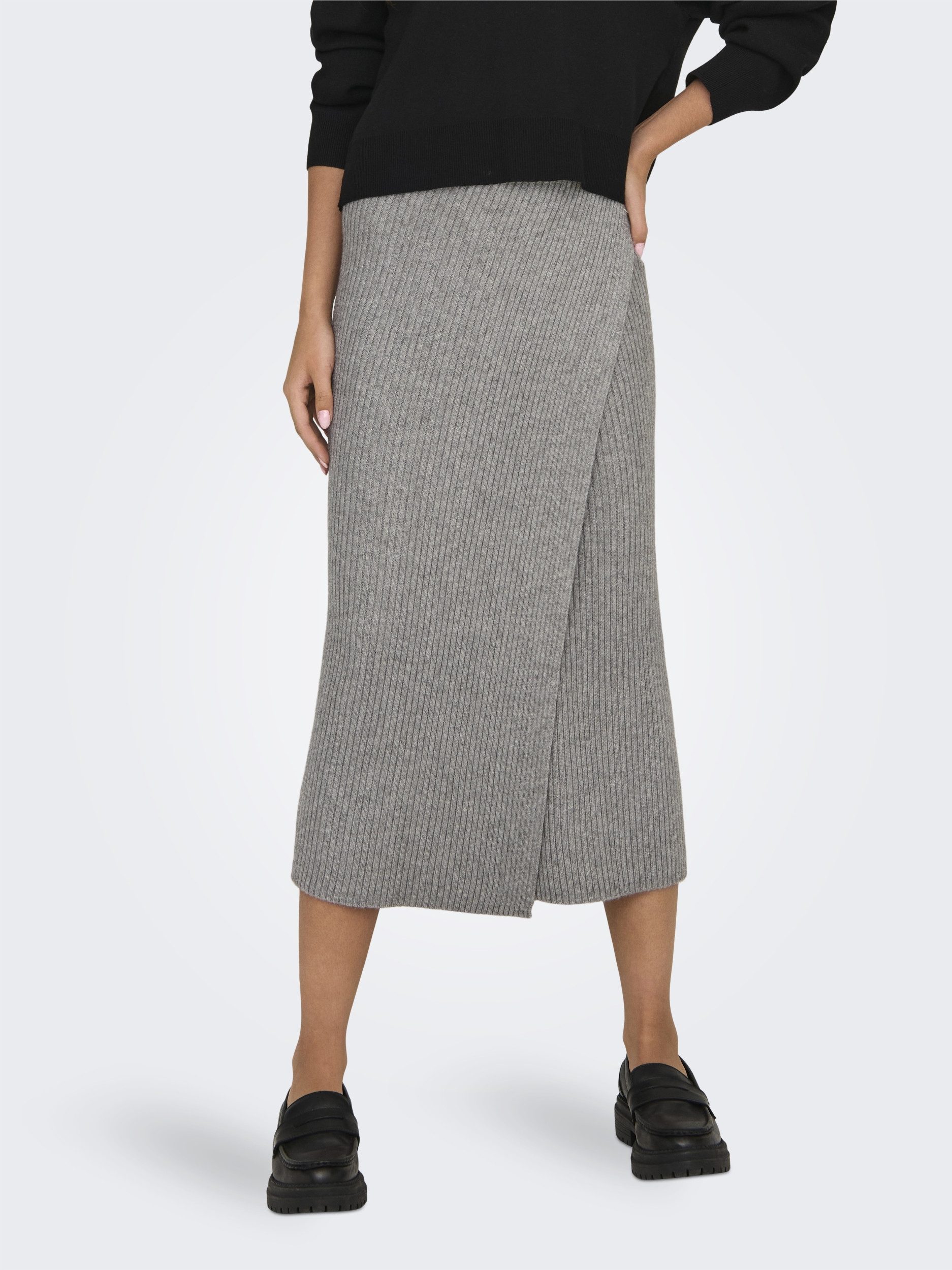 ONLY Bleistiftrock ONLKATIA MIDI WRAP SKIRT CC KNT Medium Grey Melange