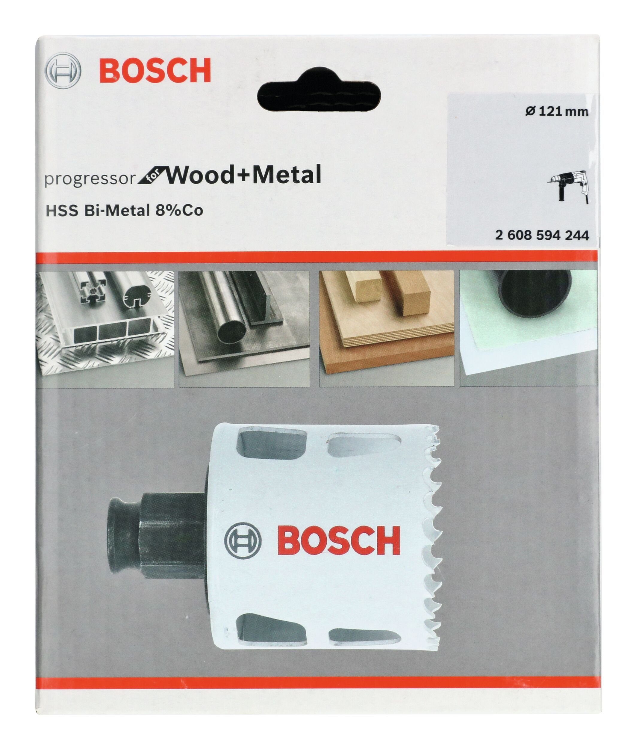 Lochsäge, and mm, Progressor for Metal 121 Wood BOSCH Ø