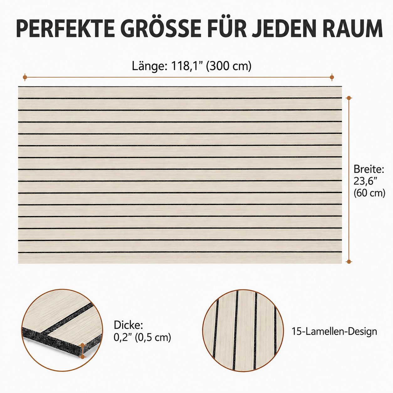 BlingBin Wandpaneel Selbstklebende 3D Wandpaneele, Lamellentapete, Holzlatten-Tapete, BxL: 60x300 cm, 1,8 qm, (3D Wandverkleidung in Rollenform, 1-tlg., wanddek – Bild 3 von 5