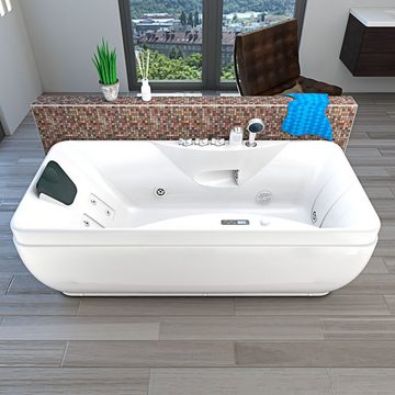 AcquaVapore Whirlpool-Badewanne Whirlpool Pool Badewanne Wanne W49-PL 170x80cm, (1-tlg), Mit Fußgestell und Ablaufgarnitur