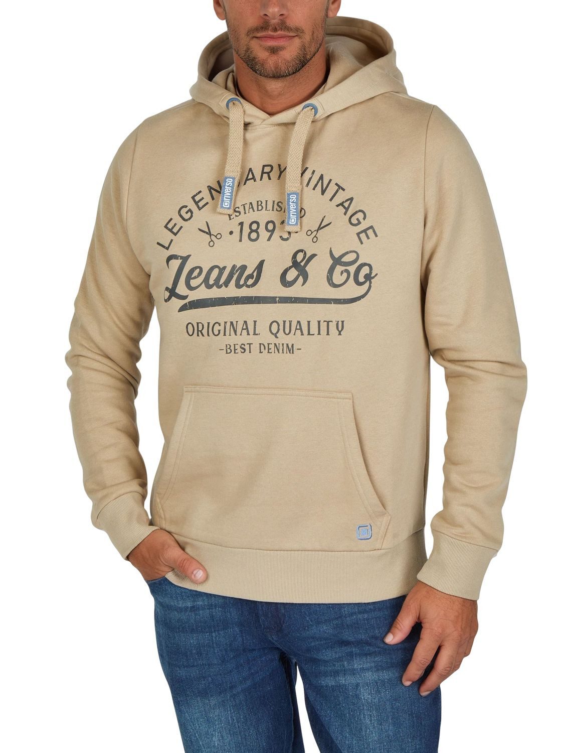 riverso Kapuzenpullover Herren Hoodie RIVArmin Regular Fit Longsleeve Sweatshirt mit Kängurutasche