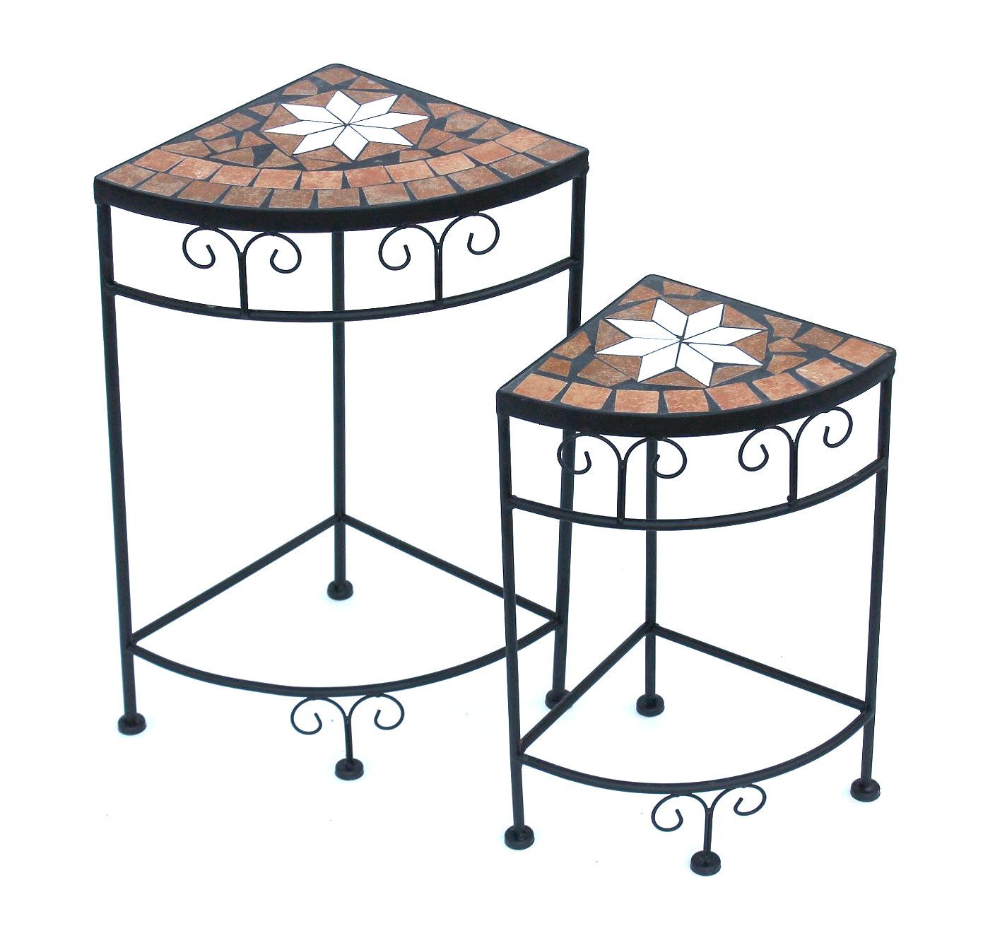 DanDiBo Blumenhocker Mosaik Eckregal 2er Set 42 und 52 cm Blumenständer 12013 Beistelltisch