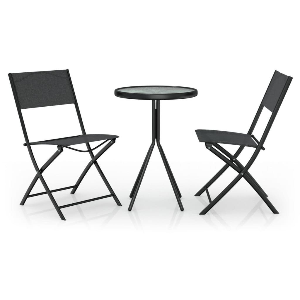 vidaXL Gartenlounge-Set 3-tlg. Bistro-Set Stahl Schwarz, (1-tlg)