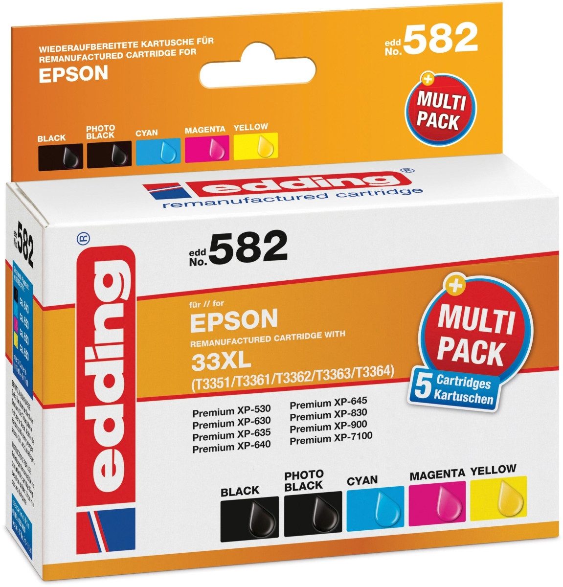 edding Druckerpatrone kompatibel mit Epson T33XL Multipack Nachfülltinte (x)