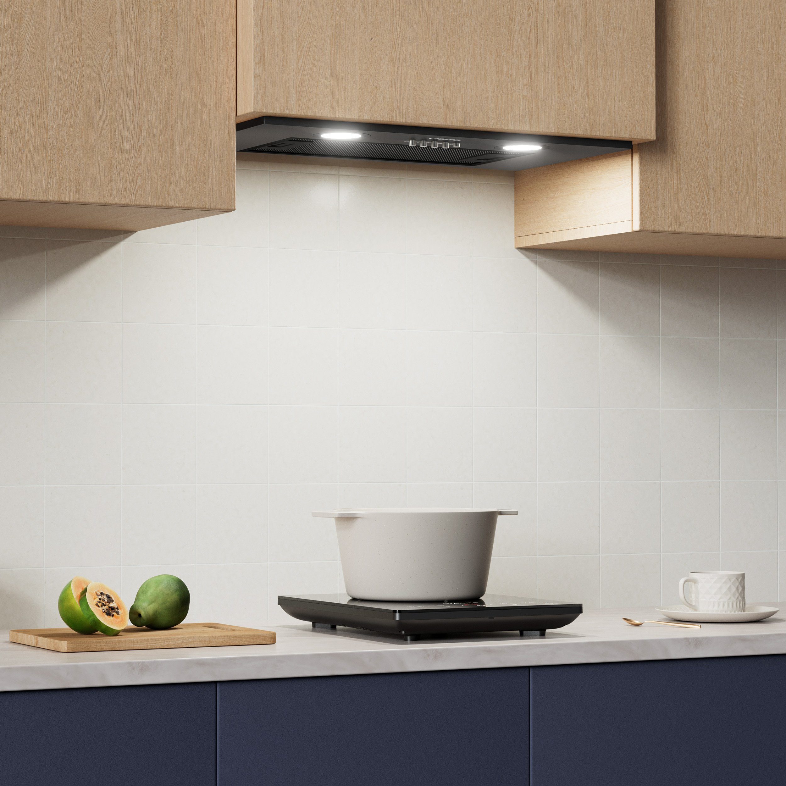 CIARRA Unterbauhaube 52cm Einbauhaube für Küchenschrank 300 m³/h Abluft VMB5913A Einbau-Dunstabzugshaube 52 cm aus Edelstahl 3 Stufen mit LED – Bild 2 von 5
