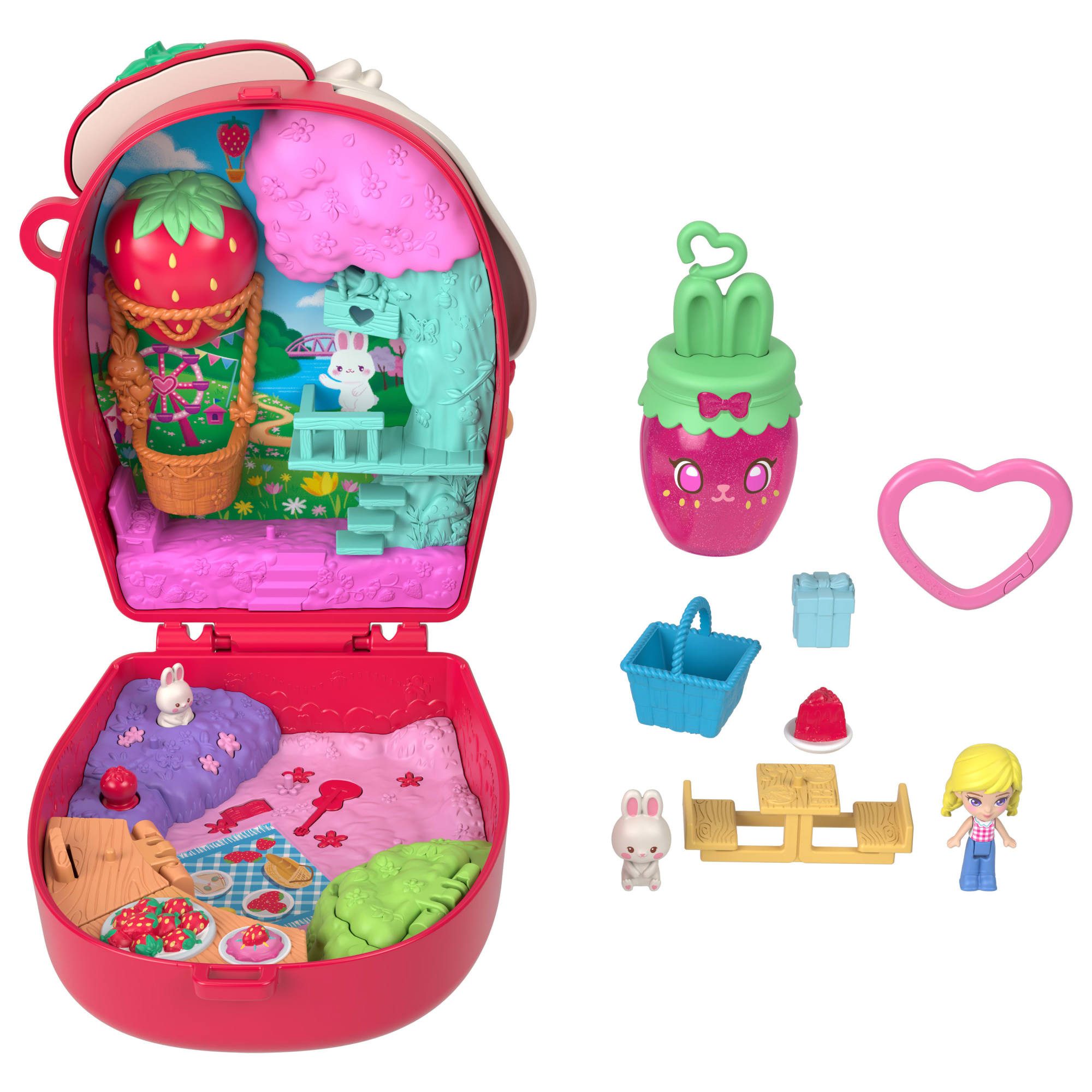 Polly Pocket Spielwelt Erdbeerhäschen Schatulle – Bild 2 von 5
