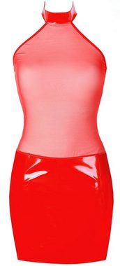 Axami Netzkleid Minikleid Latexlook rot transparent Neckholder