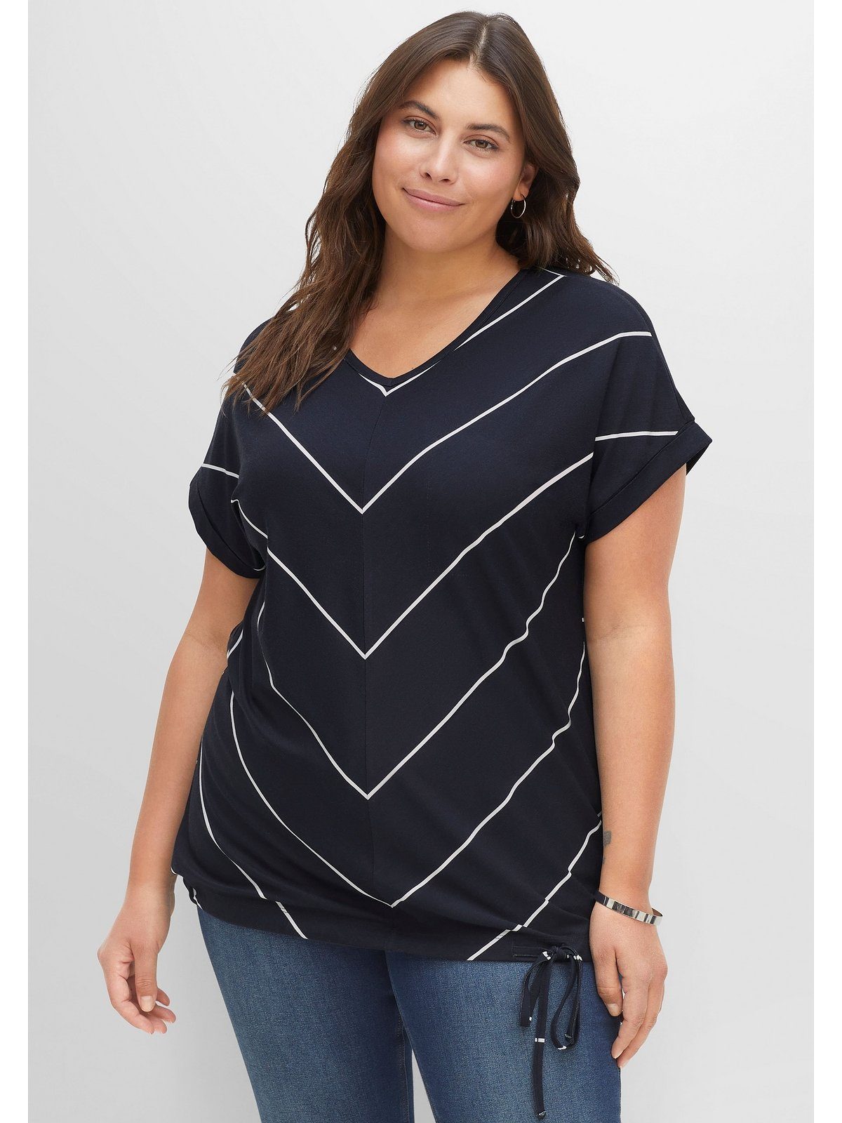 Sheego T-Shirt Große Größen mit Tunnelzug günstig online kaufen