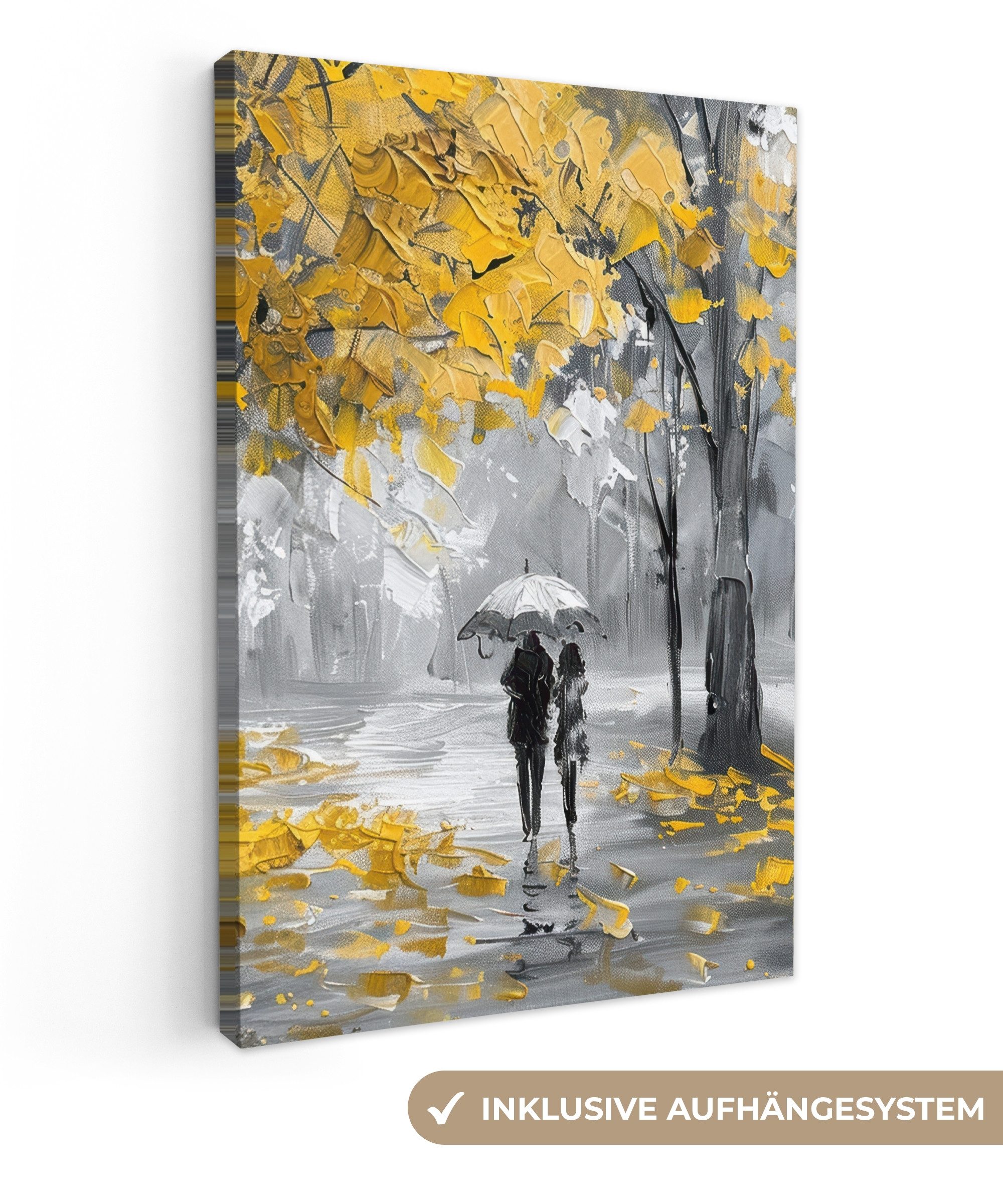 OneMillionCanvasses® Leinwandbild Natur - Gelb - Park - Schwarz - Weiß, Fot günstig online kaufen