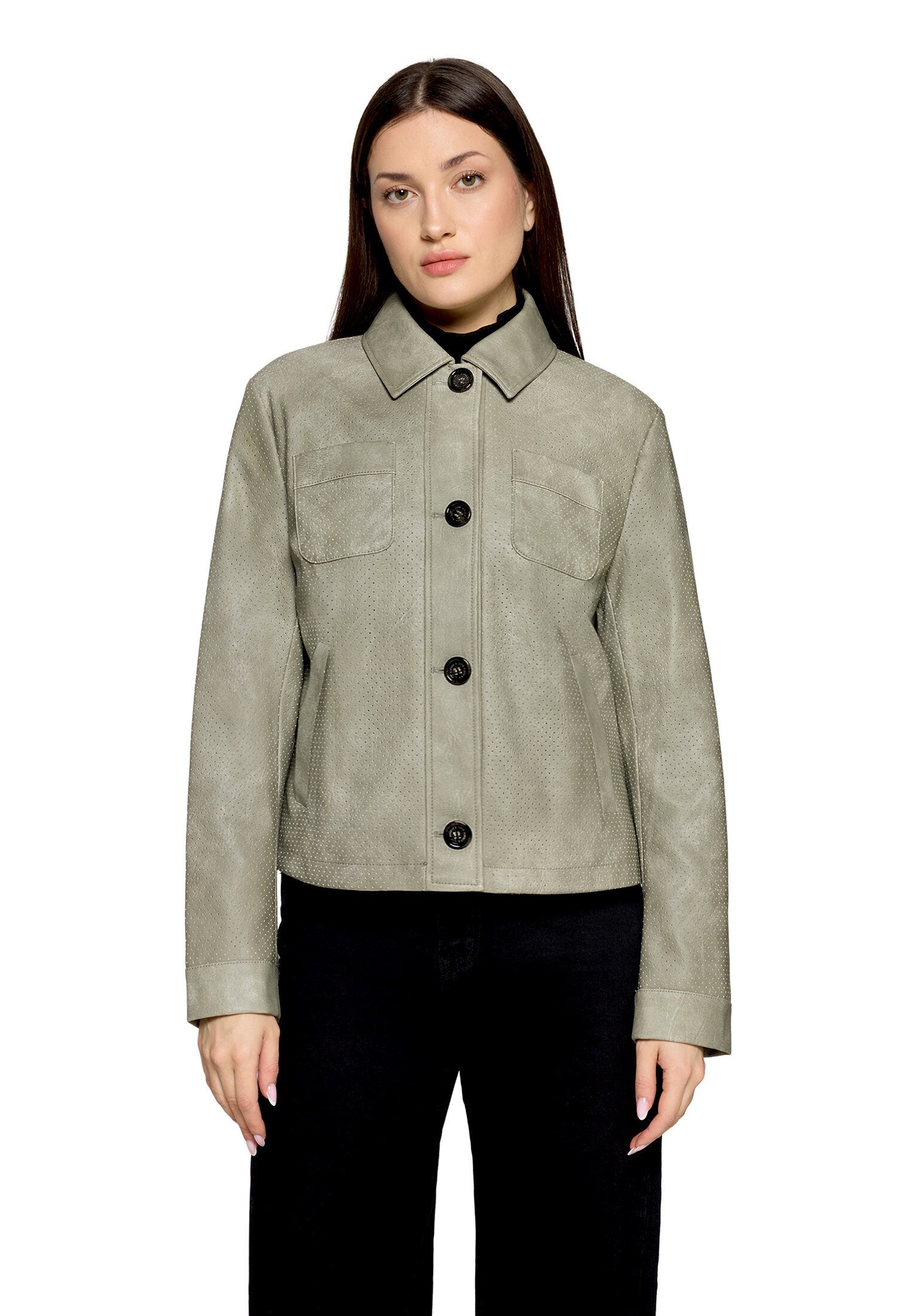 Amber & June Lederjacke Damen mit Kragen