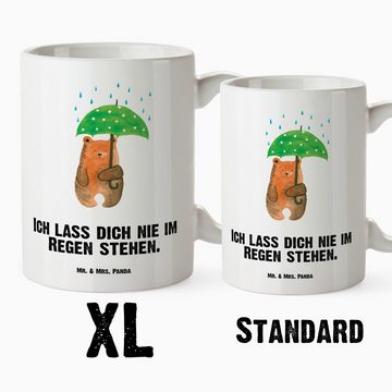 Mr. & Mrs. Panda Tasse Bär Regenschirm - Weiß - Geschenk, Liebesbeweis, XL Becher, Freunde, XL Tasse Keramik, Einzigartiges Design