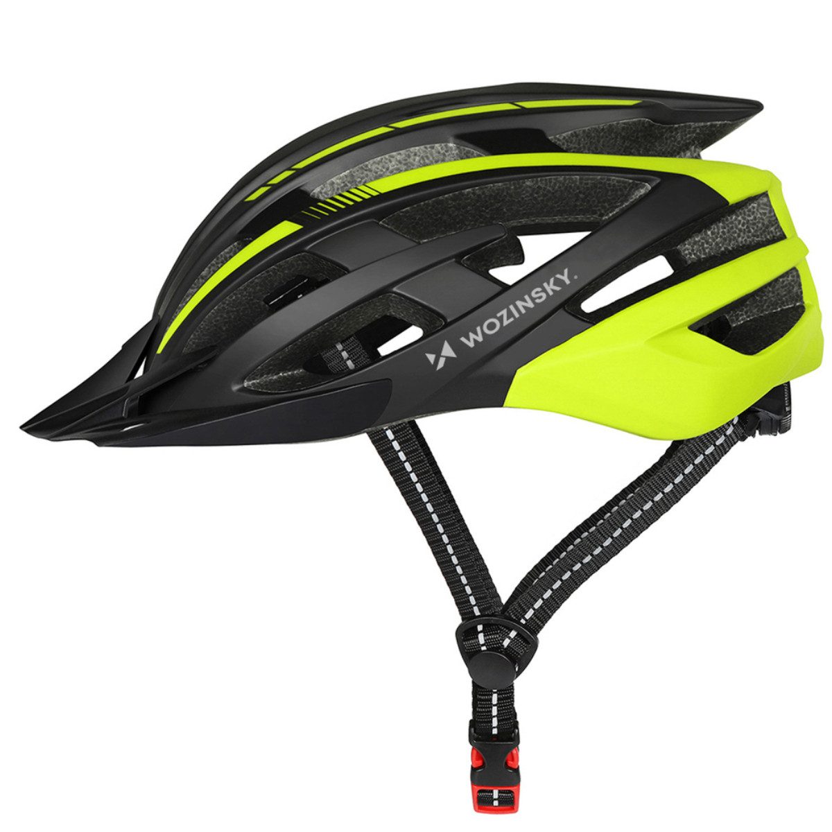Wozinsky Fahrradhelm HT-28, USB-LED-Rücklicht für zusätzliche Sichtbarkeit, Visier abnehmbar