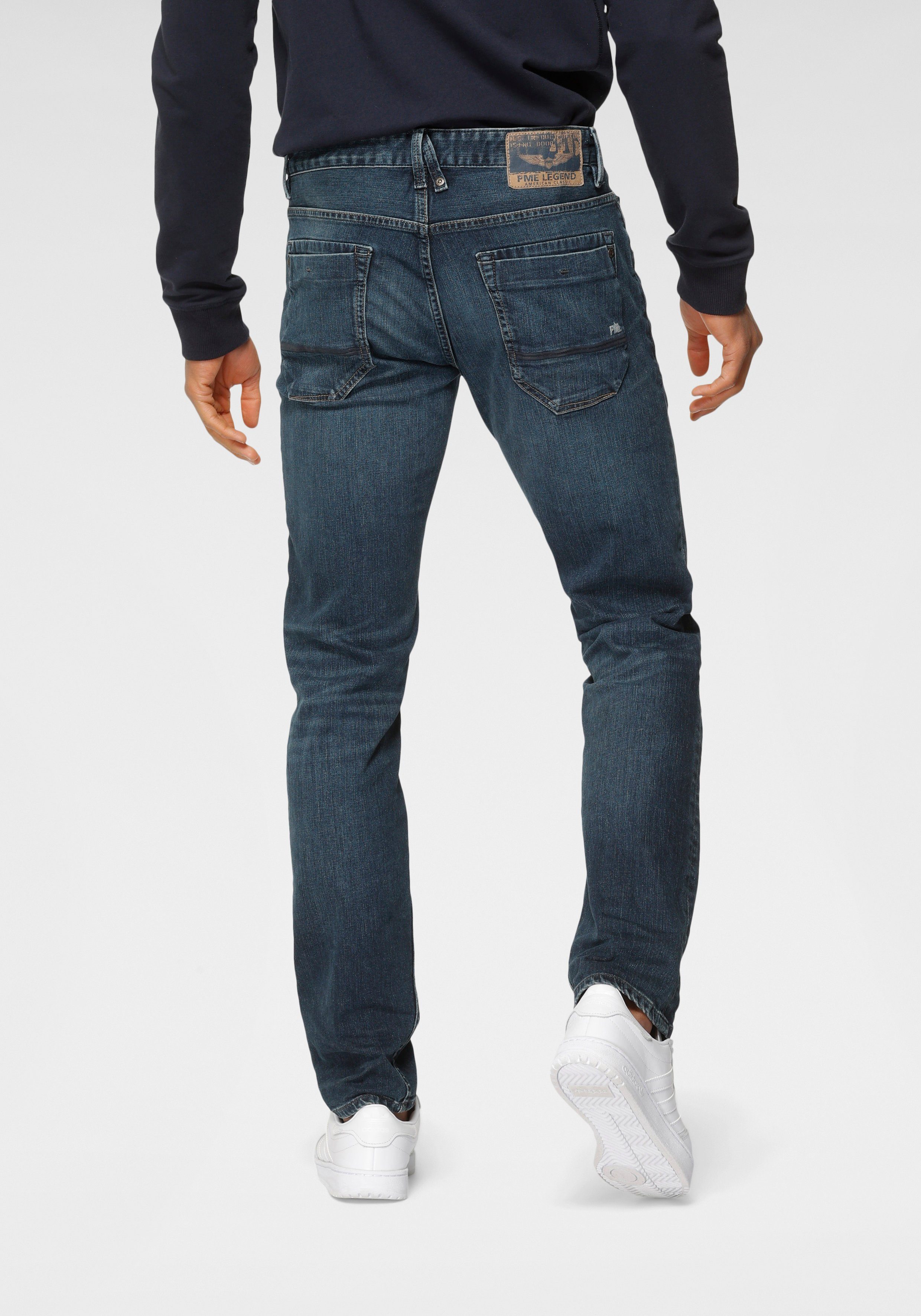 PME LEGEND Tapered-fit-Jeans SKYMASTER im Used Look dark-indigo