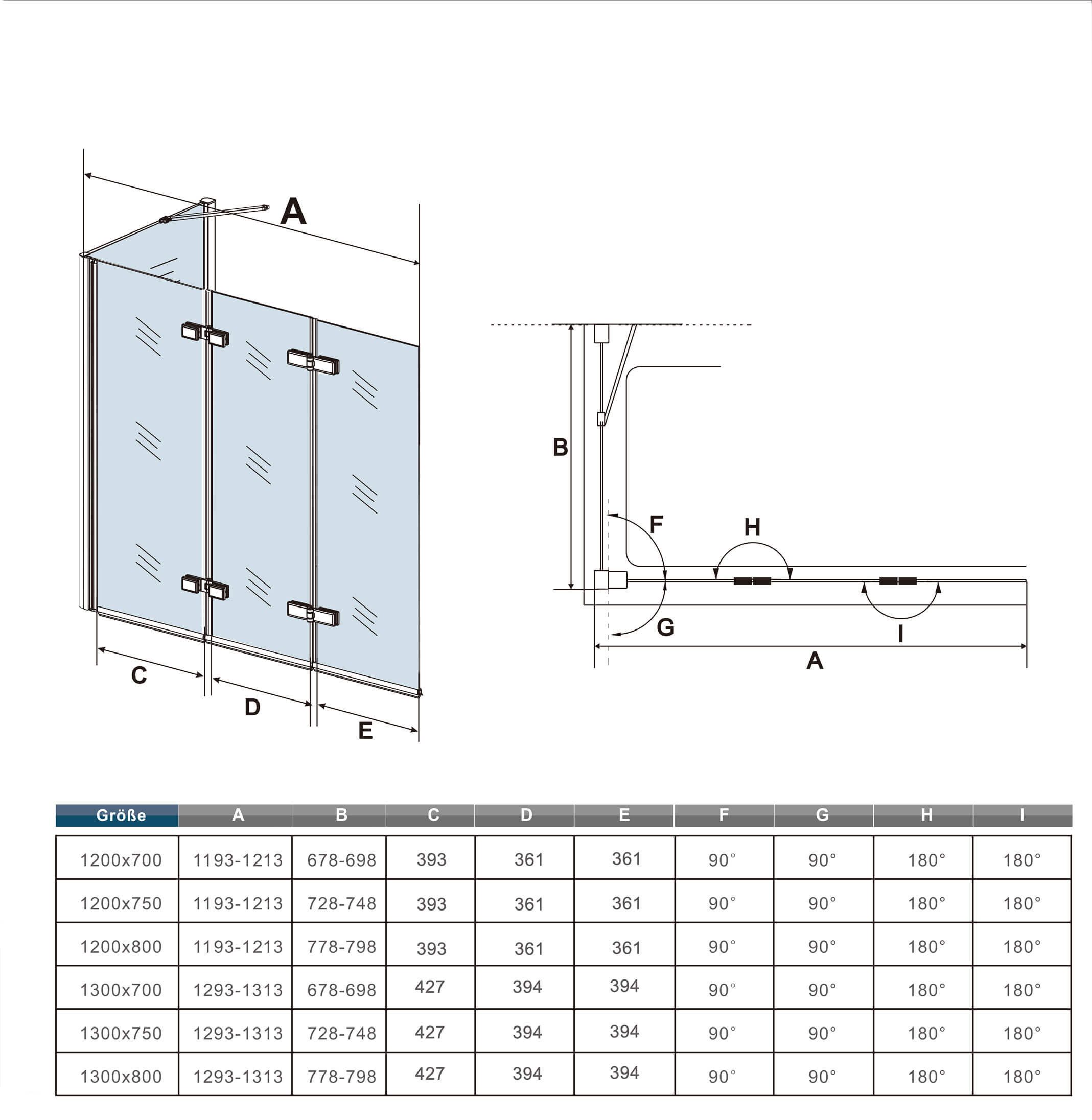Duschparadies Badewannenaufsatz Chrom 3 teilig Faltwand Duschwand für Badew günstig online kaufen