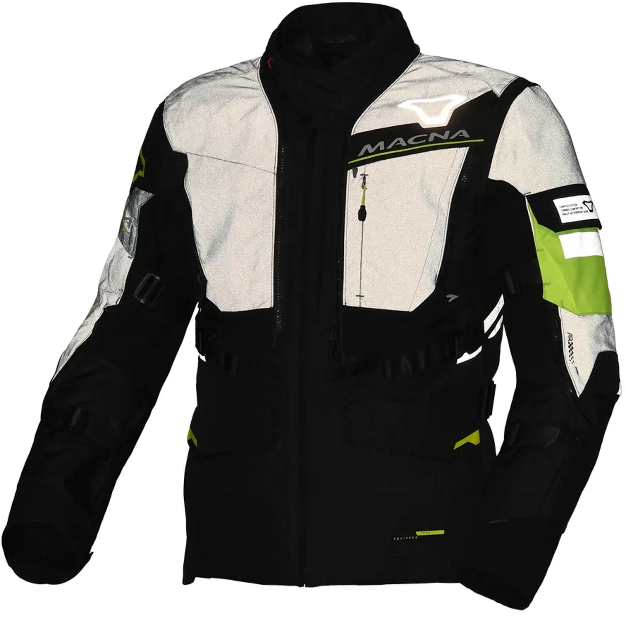 Macna Motorradjacke Flexodus NightEye wasserdichte Motorrad Textiljacke 3-Lagen-Laminat,Ellenbogenprotektoren enthalten,herausnehmbares I