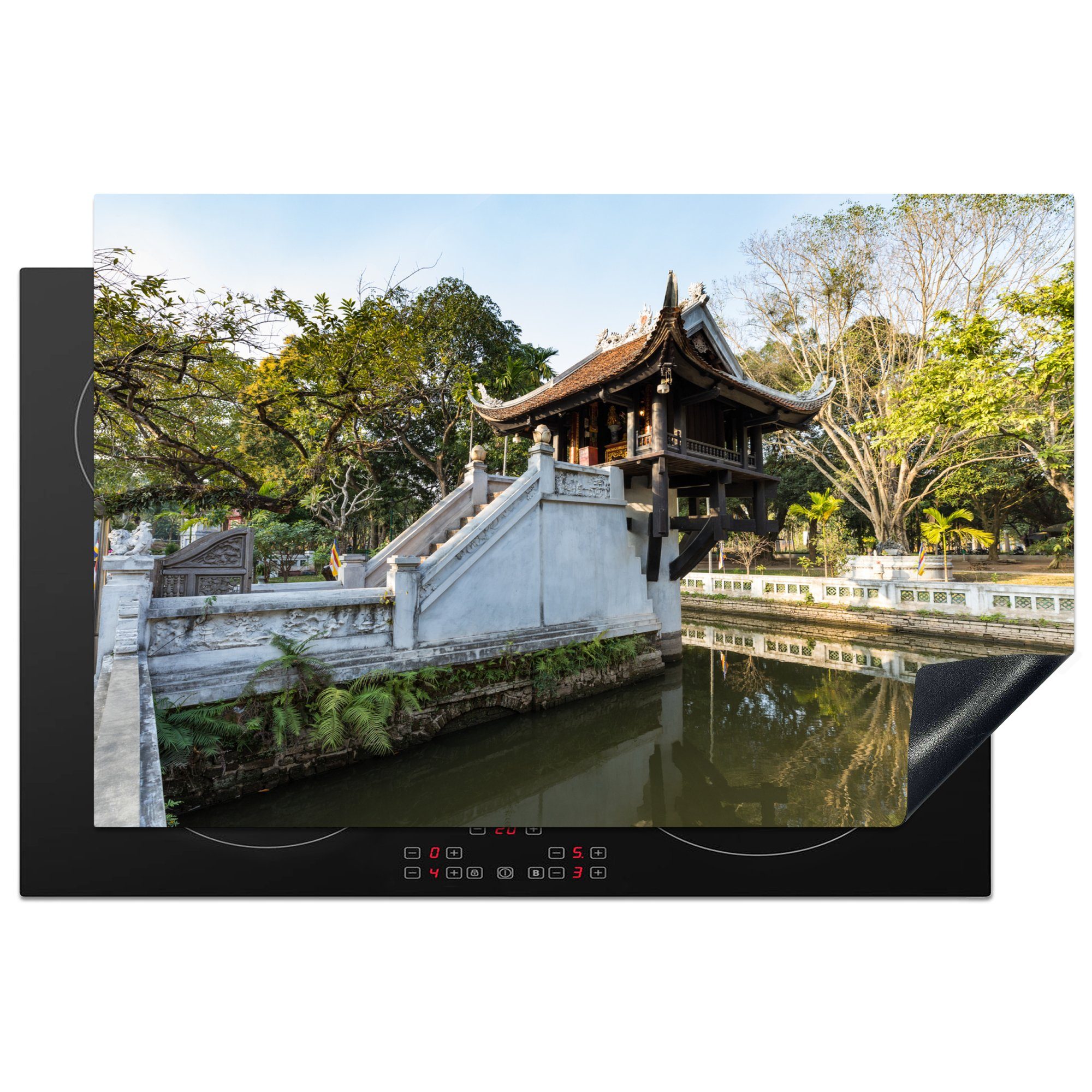 MuchoWow Herdblende-/Abdeckplatte Tempel Ein-Säulen-Pagode in Hanoi Vietnam, Vinyl, (1 tlg), 81x52 cm, Induktionskochfeld Schutz für die küche, Ceranfeldabdeckung