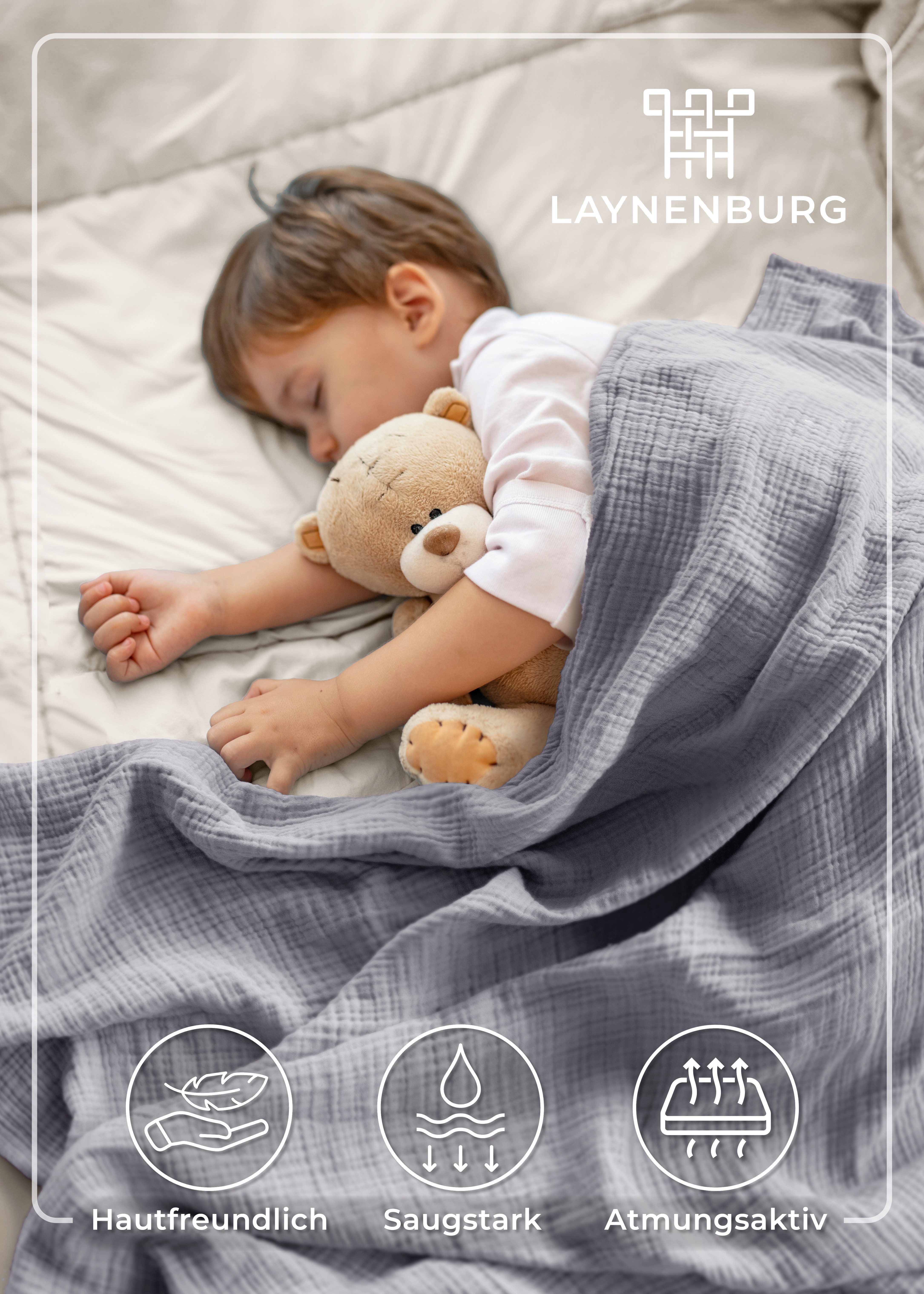Babydecke Premium Musselin Babydecke 4-lagige Decke aus 100% Baumwolle, Lay günstig online kaufen