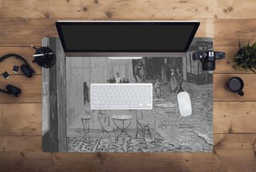 MuchoWow Gaming Mauspad Die kleine Straße - Vincent van Gogh - Schwarz und weiß (1-St), Büro für Tastatur und Maus, Mousepad Gaming, 90x60 cm, XXL, Großes