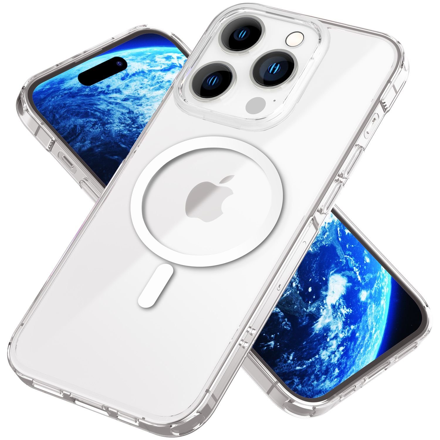 Nalia Smartphone-Hülle Apple iPhone 14 Pro Max, Klare Transparente Hülle /  Mit MagSafe Funktion / Kratzfest / Vergilbungsfrei / Anti-Fingerabdruck /  Harte Rückseite & Silikon Rahmen / Anti-Schock / Stoßfest / Anti-Gelb /