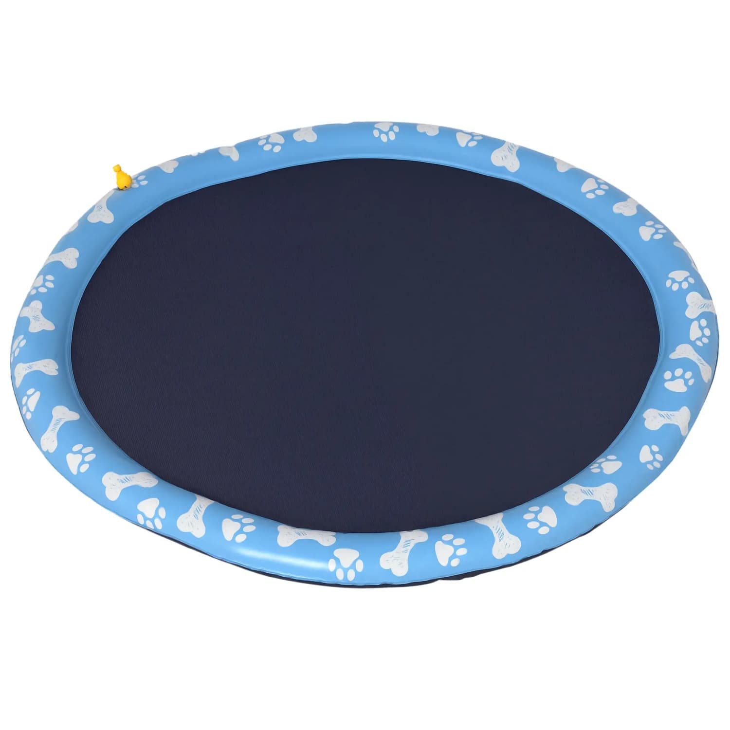 autolock Hundepool Wasser-Spielpool,Ø170 cm,Wassermatte,Spielmatte,Wasserspielmatte, Planschbecken mit Wasserdüse, rund,rutschfest, robust