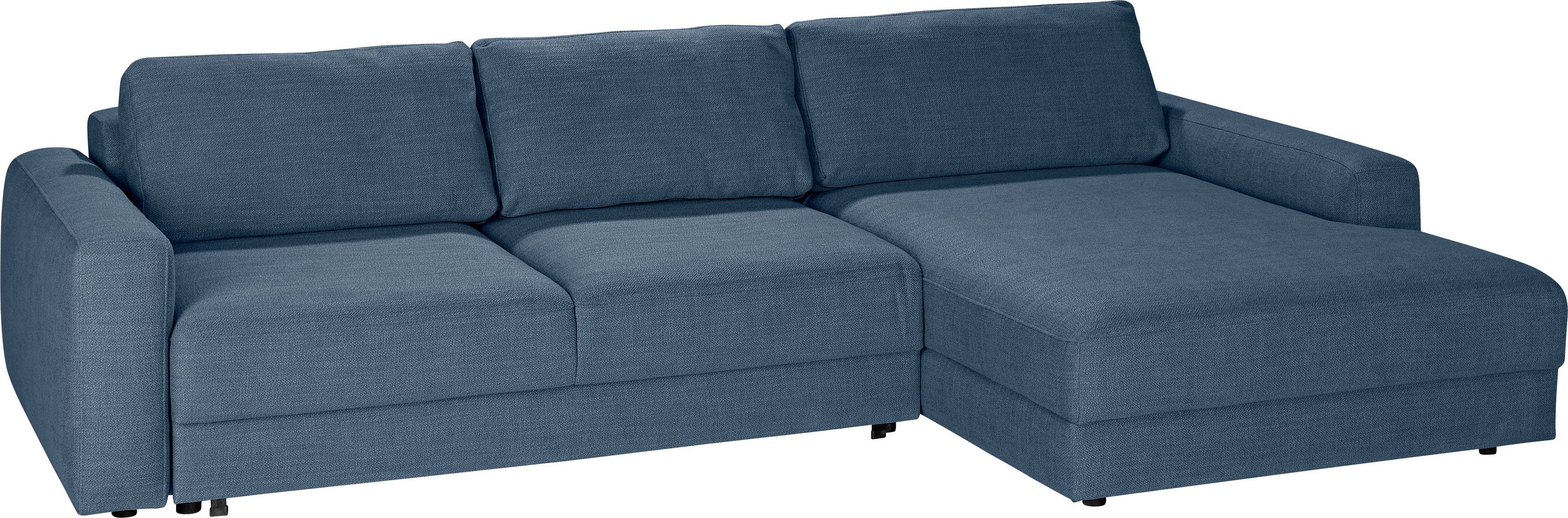 TRENDMANUFAKTUR Ecksofa Bourbon, wahlweise mit Bettfunktion und Bettkasten, Tiefe Sitzfläche 54 cm blue horizon