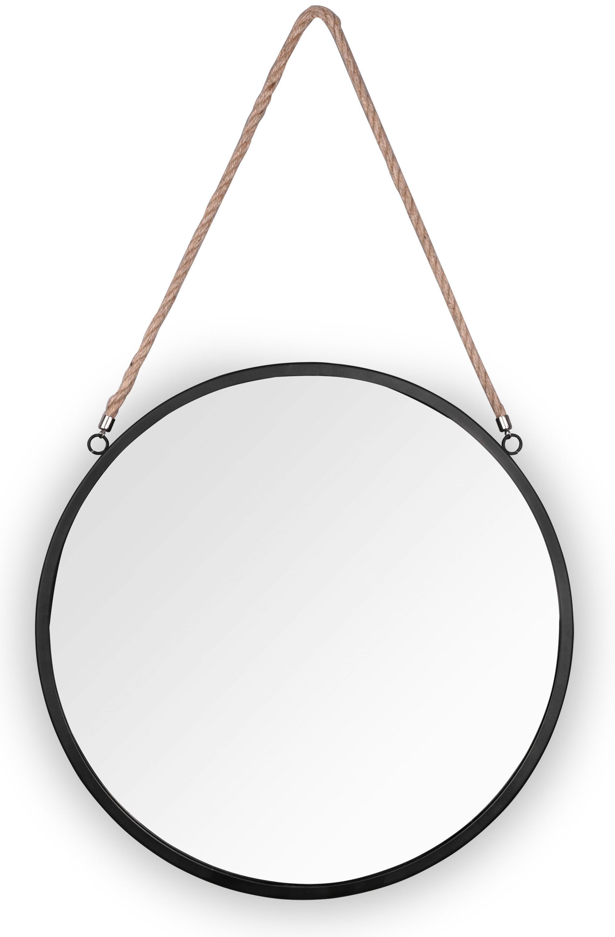 MIRRORS AND MORE Dekospiegel Taira (1-St), Wandspiegel Ø 40 cm, lackiertes Metall mit Kordelband