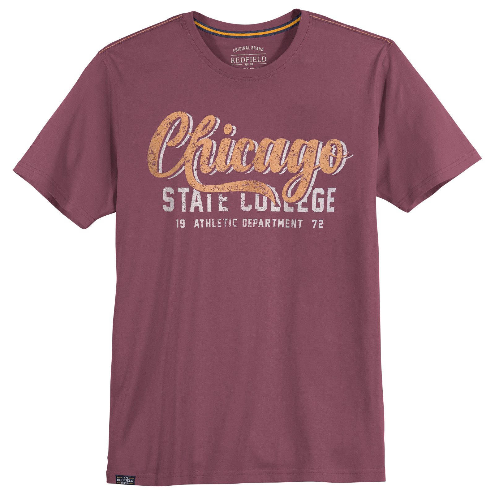 redfield Print-Shirt Redfield Übergrößen T-Shirt Print Chicago pflaume